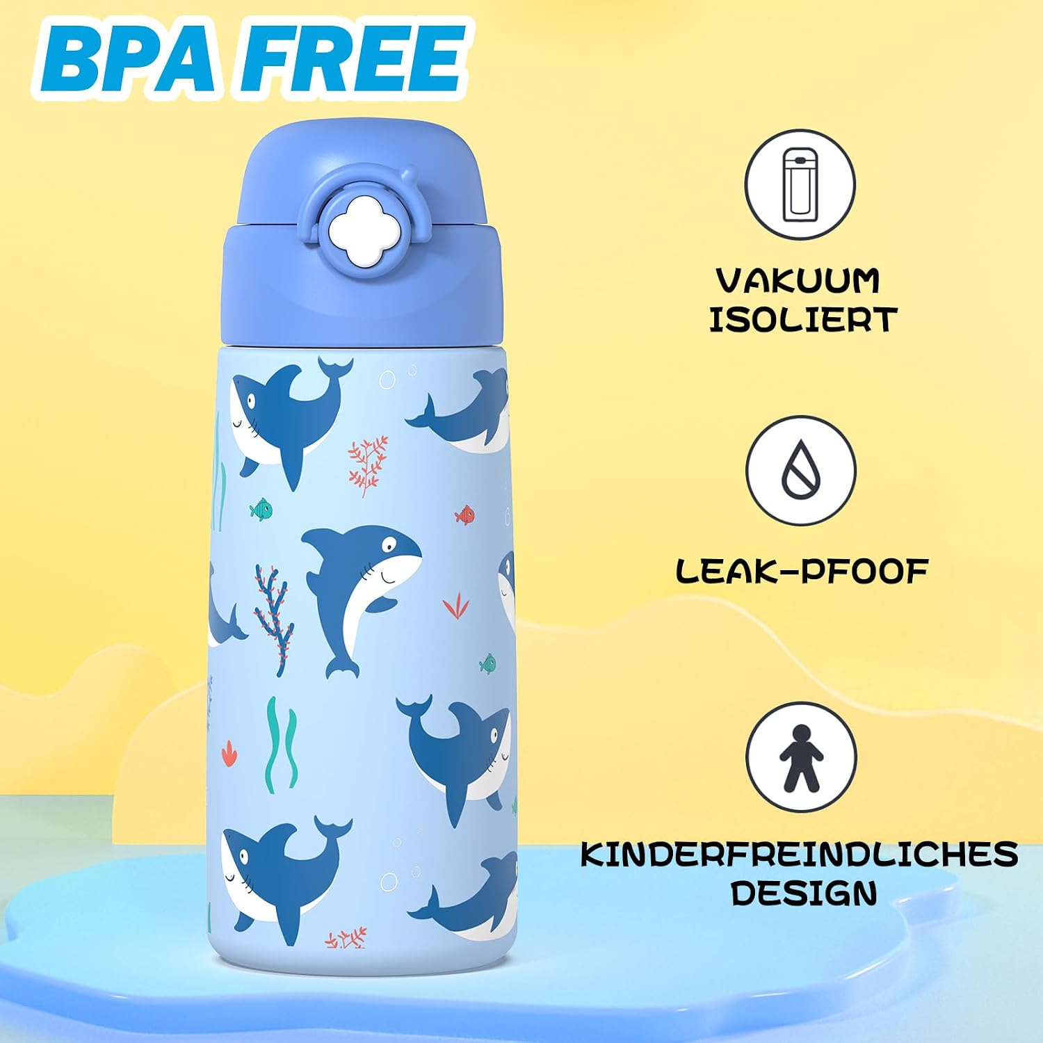 Thumbnail 2 de Kinder-Trinkflasche Ntswasd Edelstahl 500 ml mit Strohhalm & Thermo-Isolierung (BPA-frei) – Auslaufsicher für Schule & Kindergarten