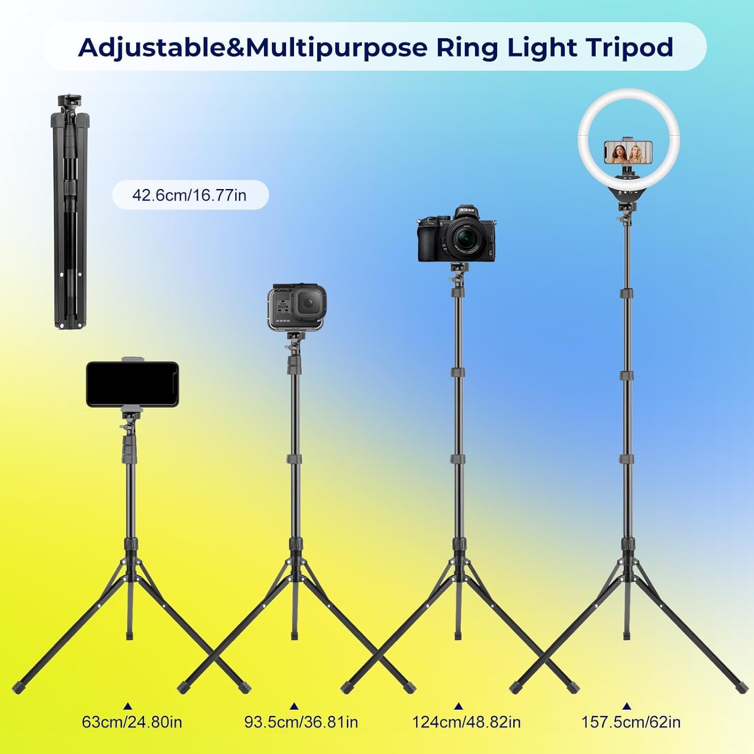 Thumbnail 4 de Aureday 14'' Selfie Ring Light with 62'' Tripod Stand and Phone Holder