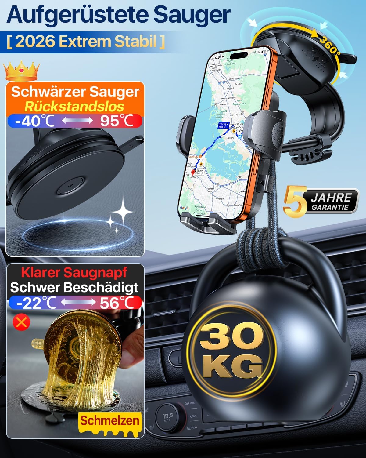 Detalle 2 de HTU 4‑in‑1 Auto Handyhalterung 30KG