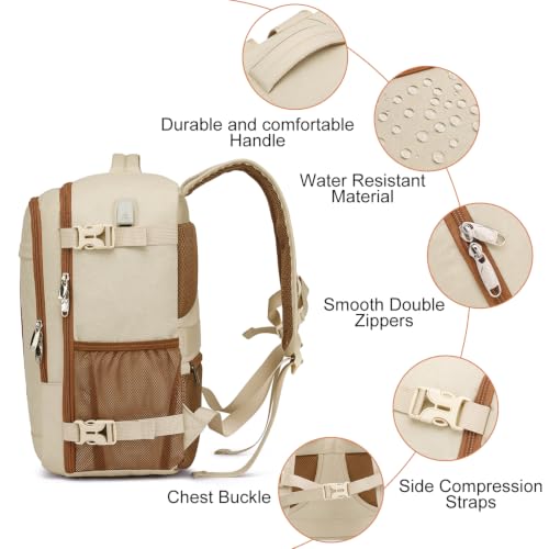 Thumbnail 5 de PUSLOM Mochila de cabina 40x30x20 cm – 24 L, USB, anti‑robo, beige