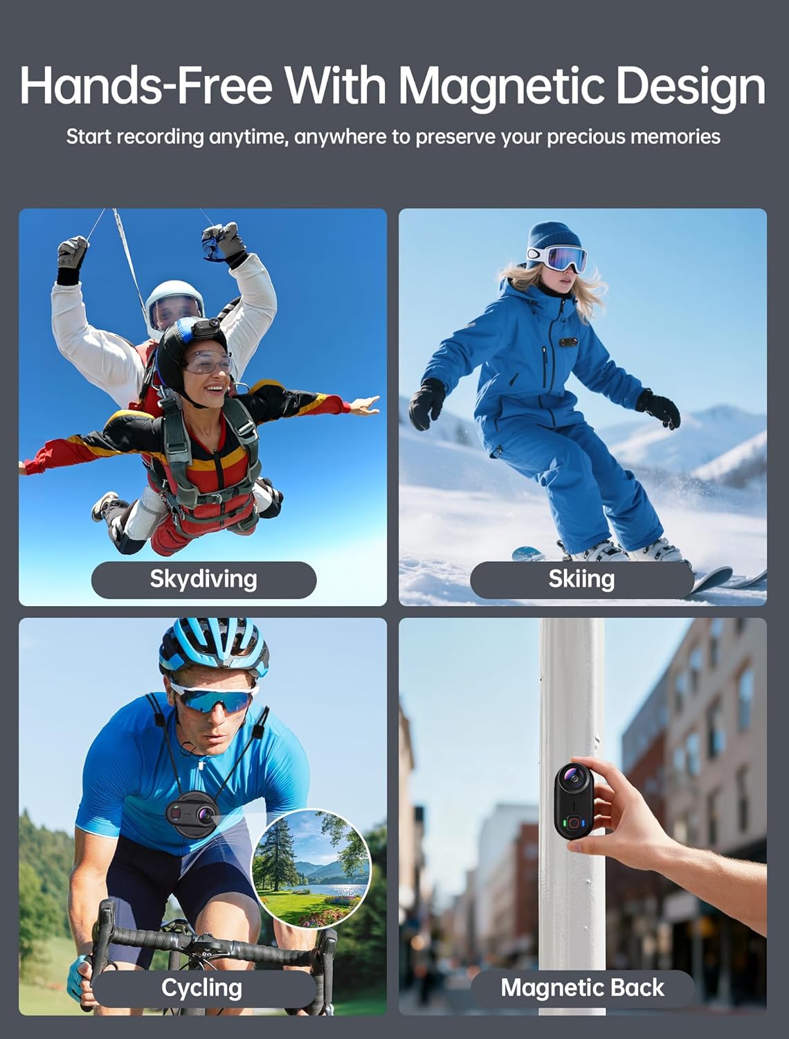 Thumbnail 5 de 4K Mini Body Action Camera POV Wearable Thumb Cam with WiFi, 64GB Storage, IPX68 Waterproof (Black)
