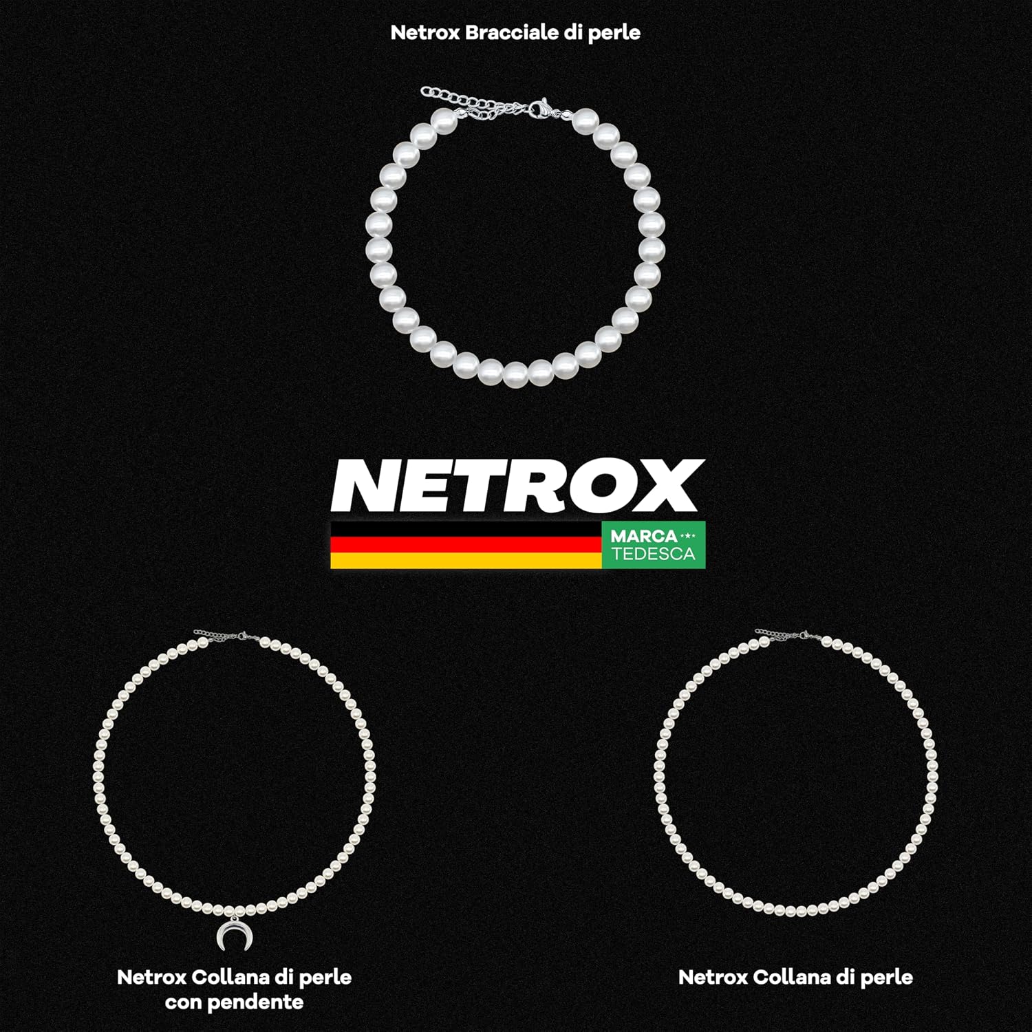 Thumbnail 6 de Netrox - Collana di Perle Donna e Uomo, Girocollo con Perline Colorate e Bianche
