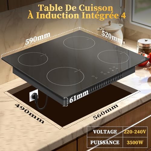 Thumbnail 6 de NOXTON Plaque Induction avec Prise – Plaque de Cuisson Électrique 4 Feux