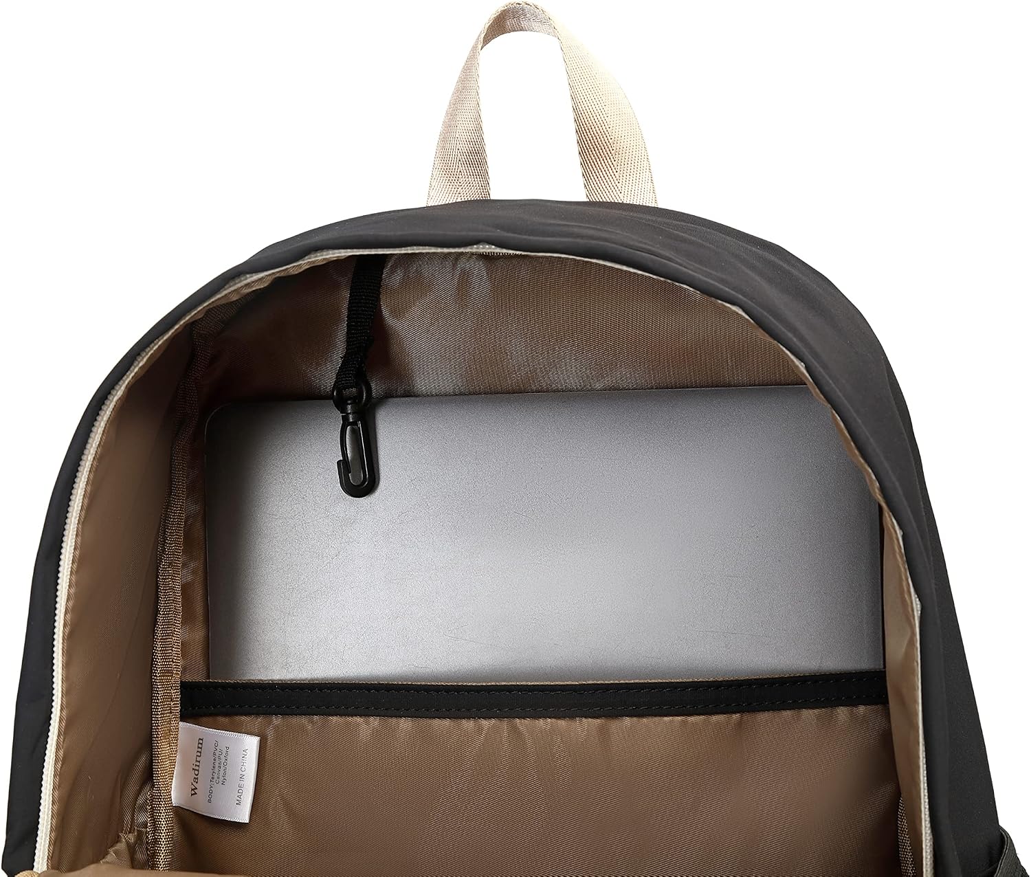 Detalle 2 de Wadirum sac à dos stylisé adolescent (fille/étudiant) noir et kaki, compartiment ordinateur et poches pratiques