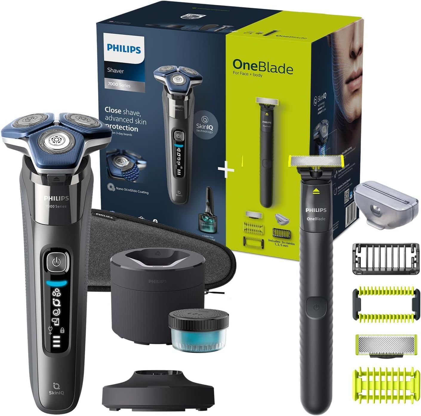 Imagen de Philips Shaver S7000 (S7887/78): Nass- und Trockenrasierer mit SkinIQ, ausklappbarem Trimmer und Reinigungsstation en OfertitasTOP