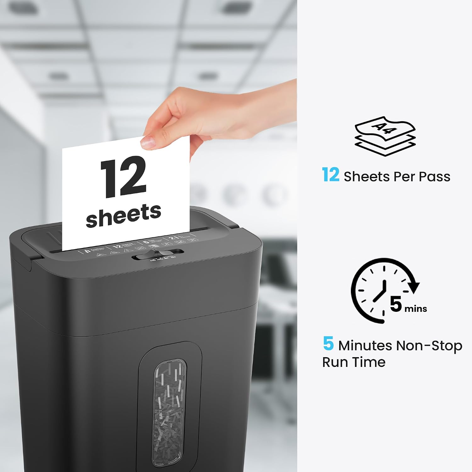 Detalle 2 de Locksworth AZ1695VC Cross-Cut Paper Shredder, 12-Sheet, P-4, 5.55-Gallon
