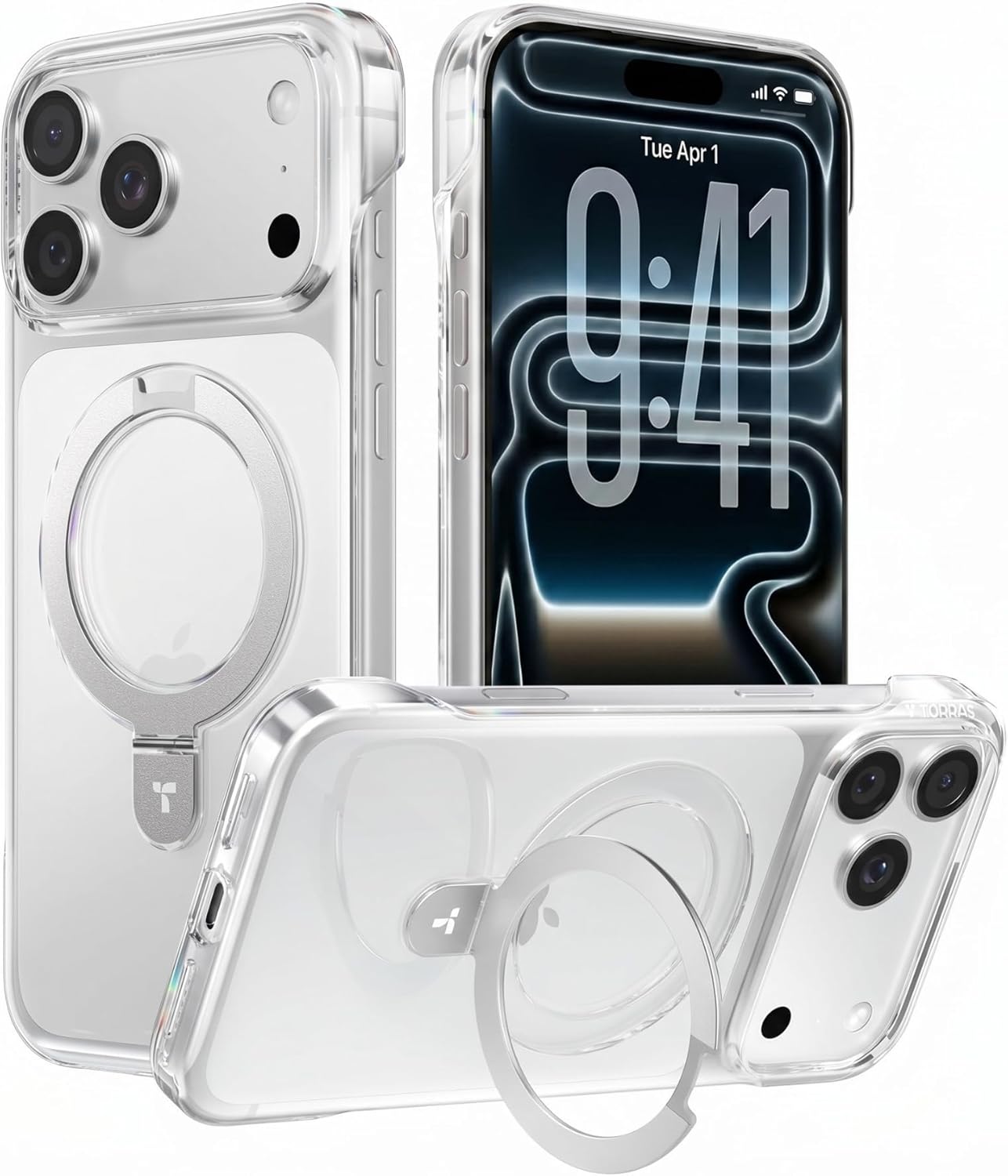 Detalle de TORRAS Ostand Slim iPhone 17 Pro Max Clear Case 6.9"