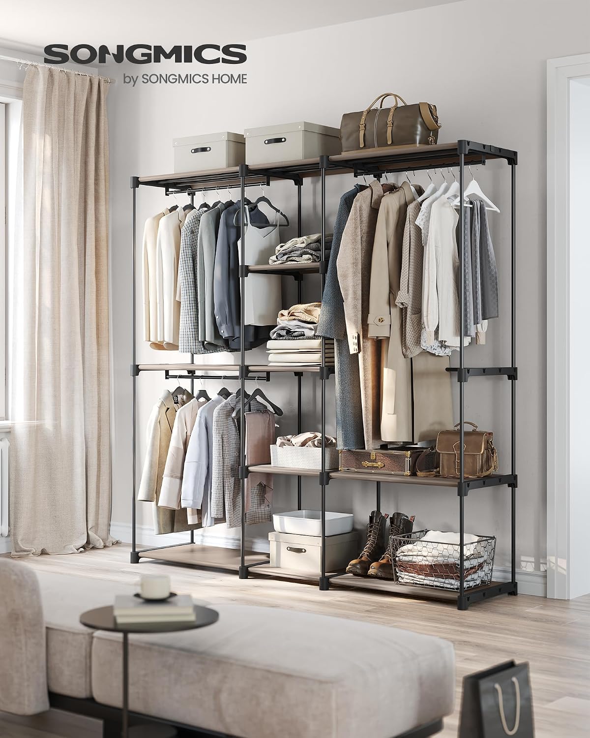 Detalle 2 de SONGMICS RYG037R02 – szafa na ubrania 182 × 43 × 182 cm, 11 półek