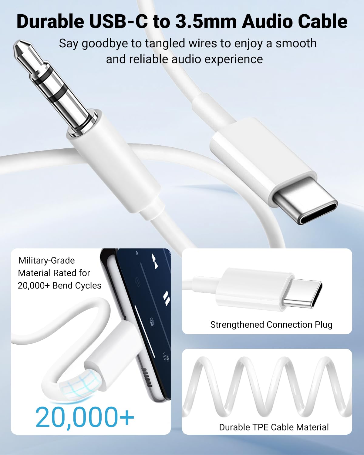 Detalle de Seulliya USB C to 3.5mm Aux Cable 24bit
