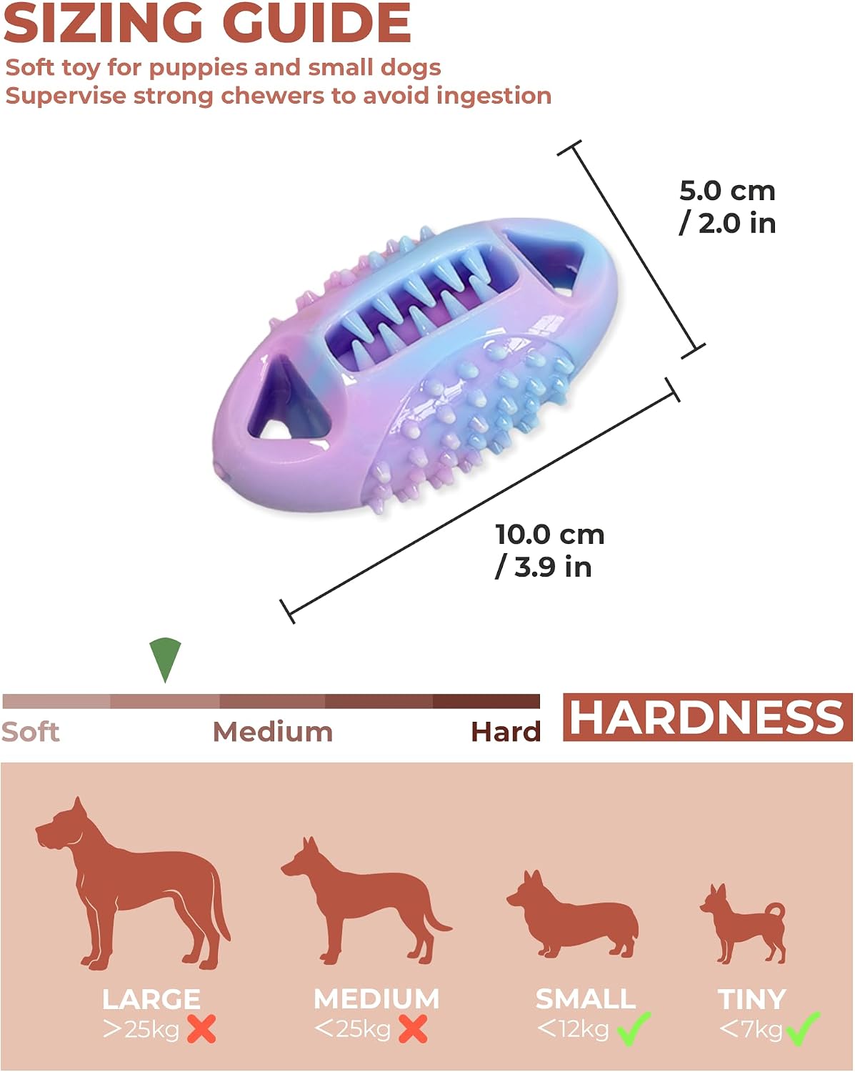 Detalle de ETIALURE Pink Puppy Teething Toys: Oval Rubber Chew & Treat Dispenser for Small Dogs