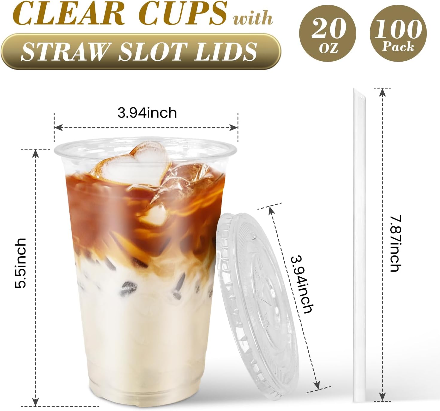 Thumbnail 1 de Ginkgo 20oz Clear Iced Cups with Lids