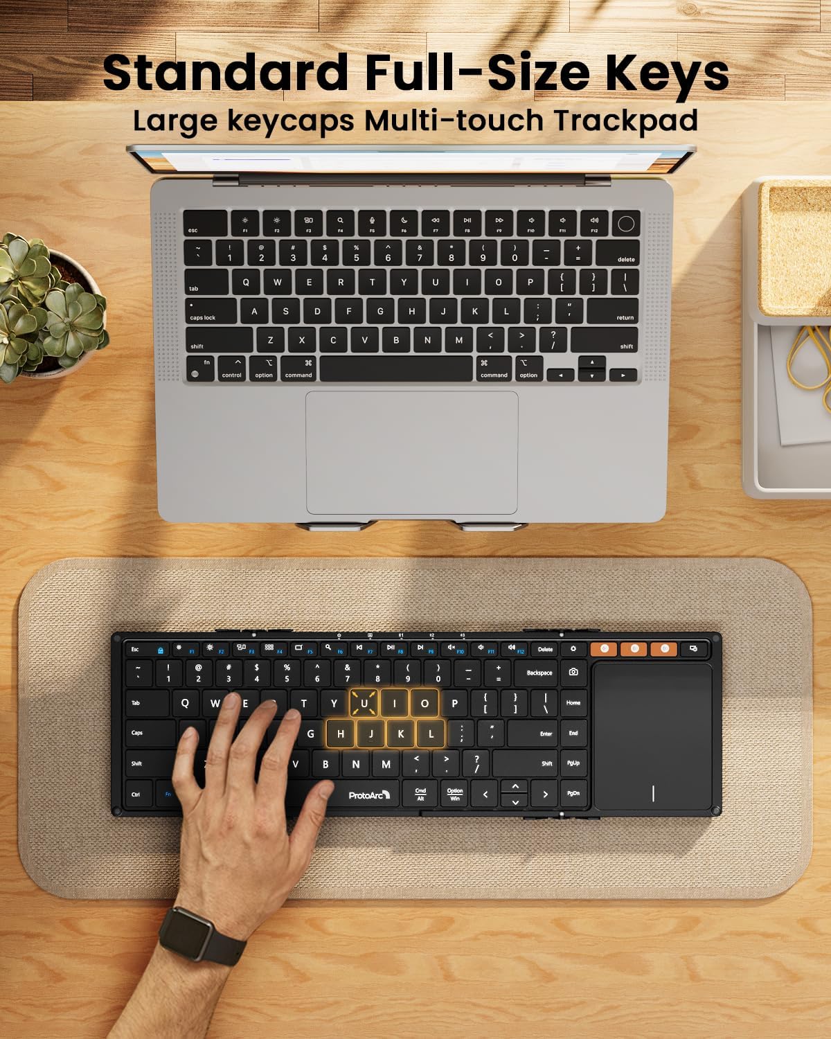 Detalle 1 de ProtoArc XK01 TP Foldable Keyboard with Touchpad, 88 Keys, Bluetooth 5.1
