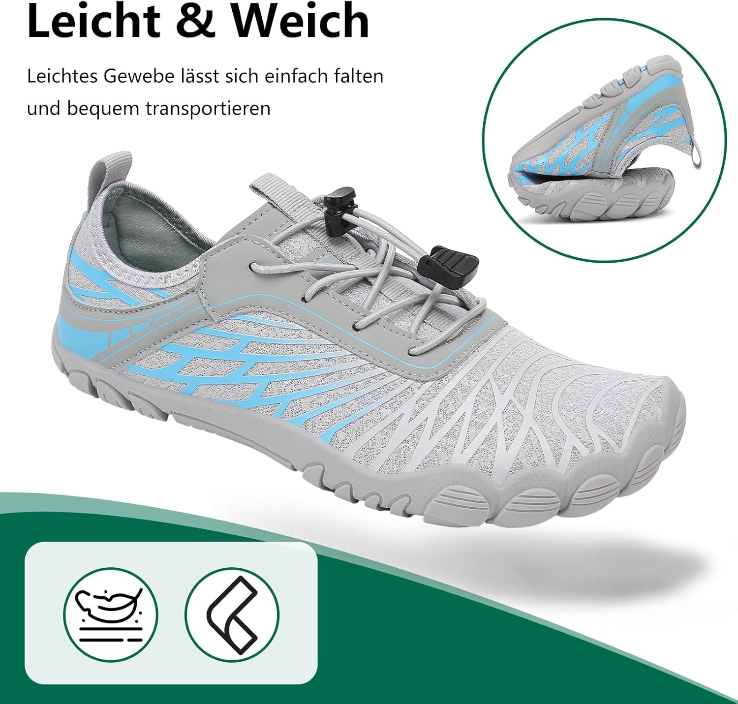 Thumbnail 6 de SAGUARO Damen Barfußschuhe leicht & atmungsaktiv – schnell trocknende Badeschuhe mit breiter Zehenbox (Gr. 35–43)