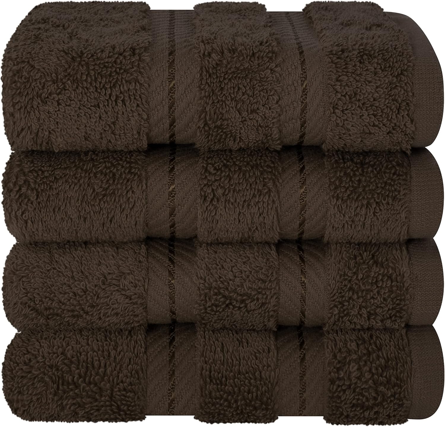 Thumbnail 6 de American Soft Linen Luxury Bath Towels 600 GSM 100% Turkish Cotton, 4-Pack Washcloths (13x13 inches) in Brown