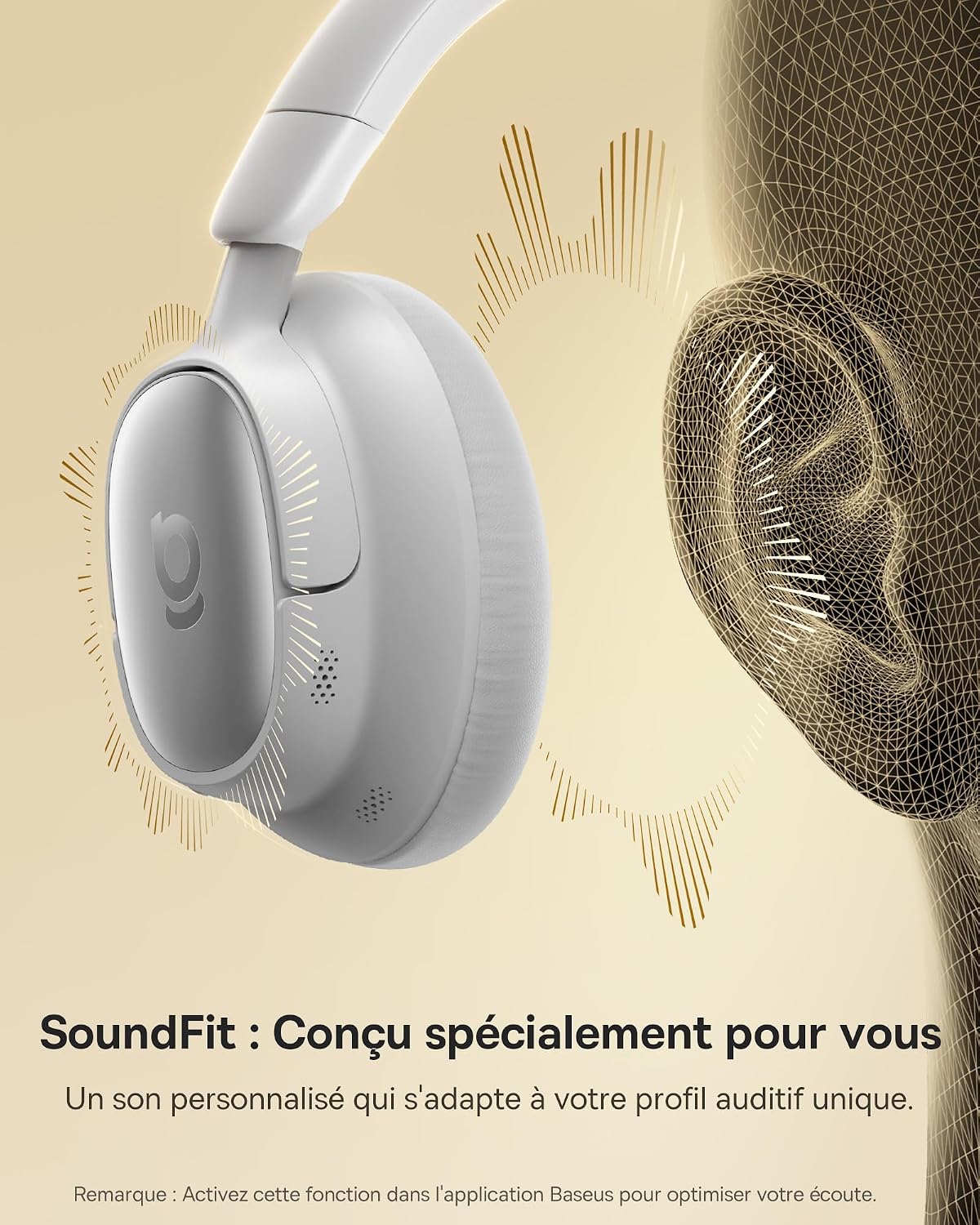 Detalle de Baseus MH1 Casque Bluetooth – réduction de bruit adaptative, LDAC, 80 h d’autonomie et confort CloudComfort