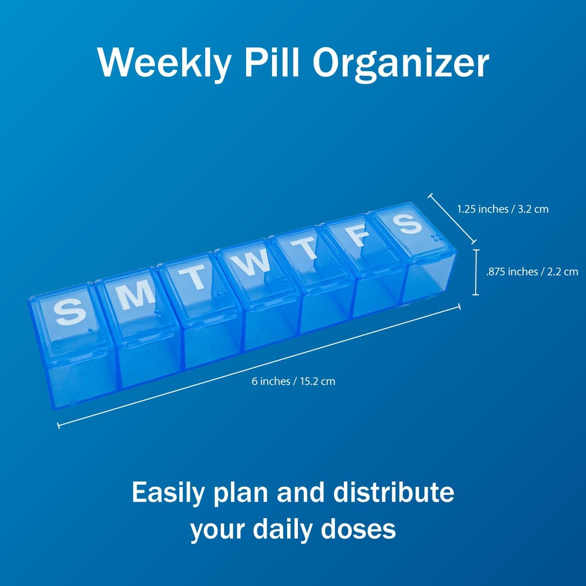 Detalle 2 de Amazon Basic Care Weekly Pill Organizer, 7 days