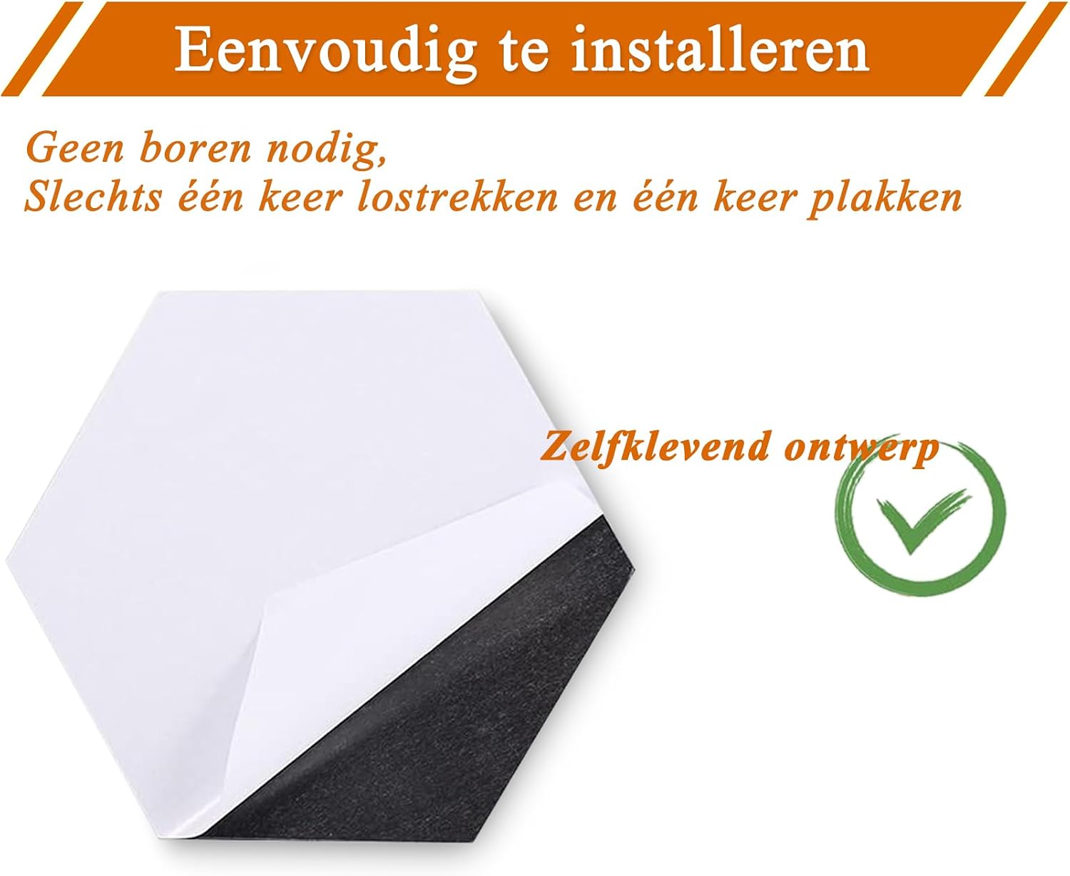 Detalle 2 de HULAVO ED-HFB-Black vilten prikbordtegels, 8 zwarte zeshoeken