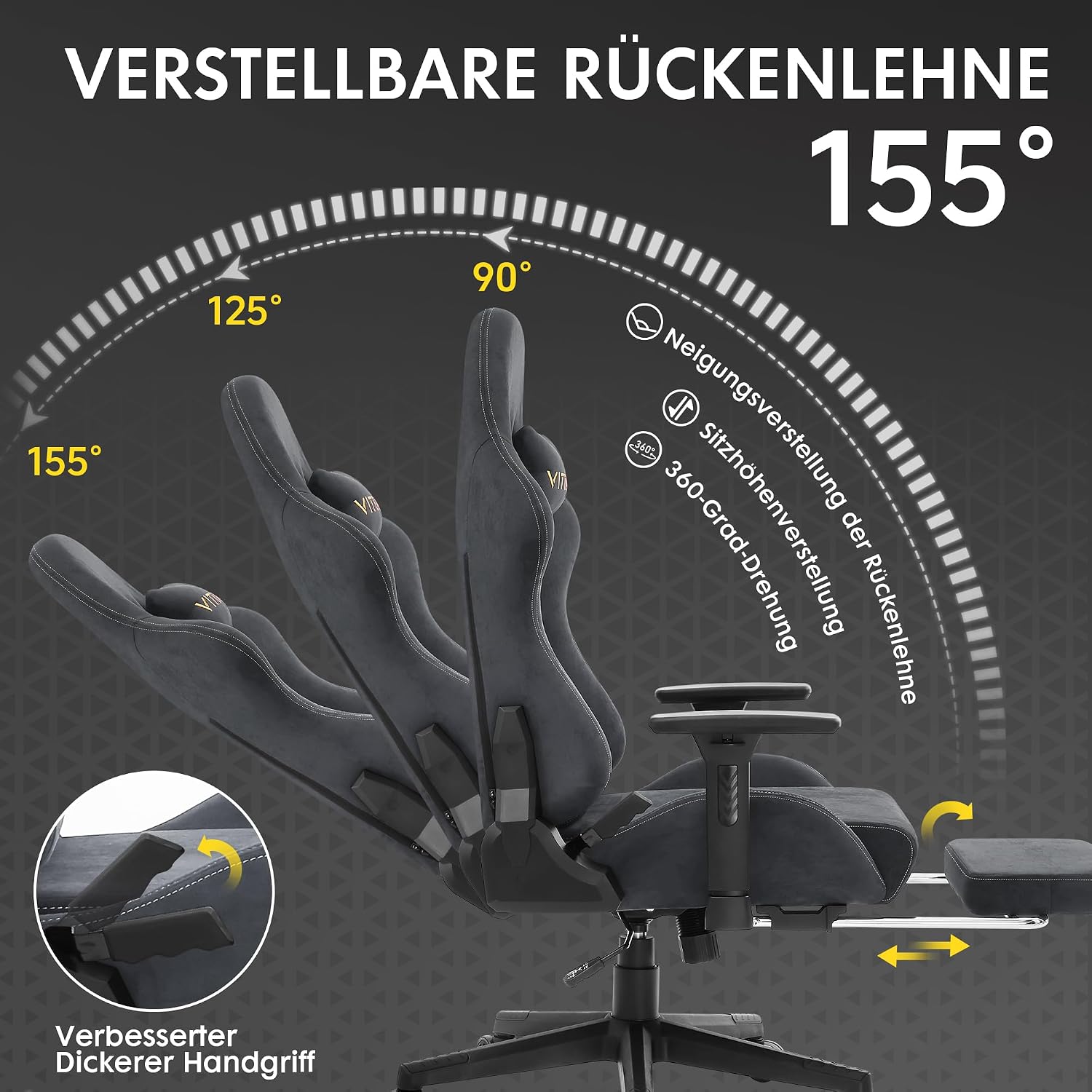 Thumbnail 5 de Vittanly Gaming Stuhl 90–155° 💺
