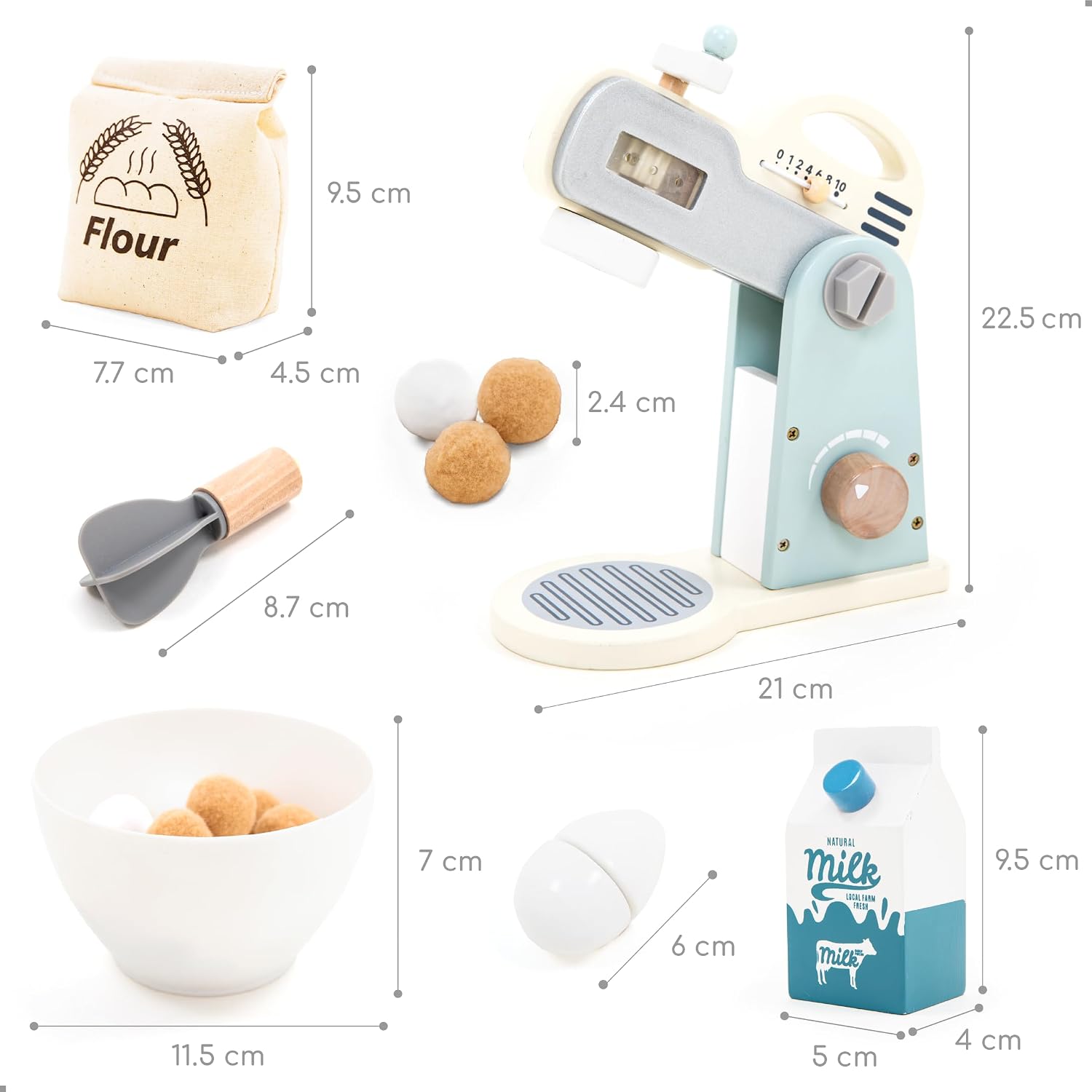 Detalle de UMU® Mixer Kit bois: ensemble de 10 pièces pour petits chefs à partir de 3 ans