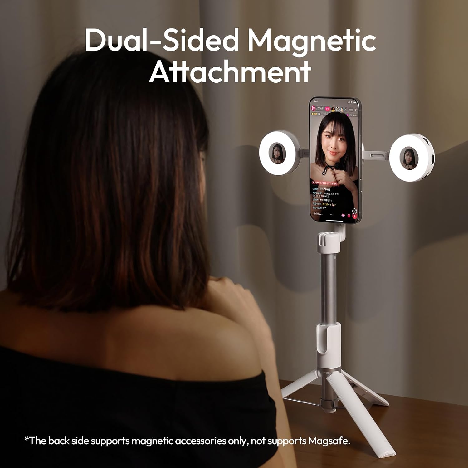 Detalle 2 de ULANZI ML05 lampa LED do selfie, mocowanie magnetyczne, 3 temperatury barwowe