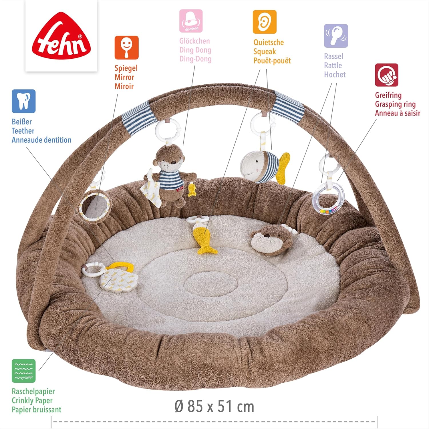 Thumbnail 3 de 3-D-Activity-Nest Otter – Besonders weicher Spielbogen mit 7 abnehmbaren Spielzeugen (ab 0+ Monaten)