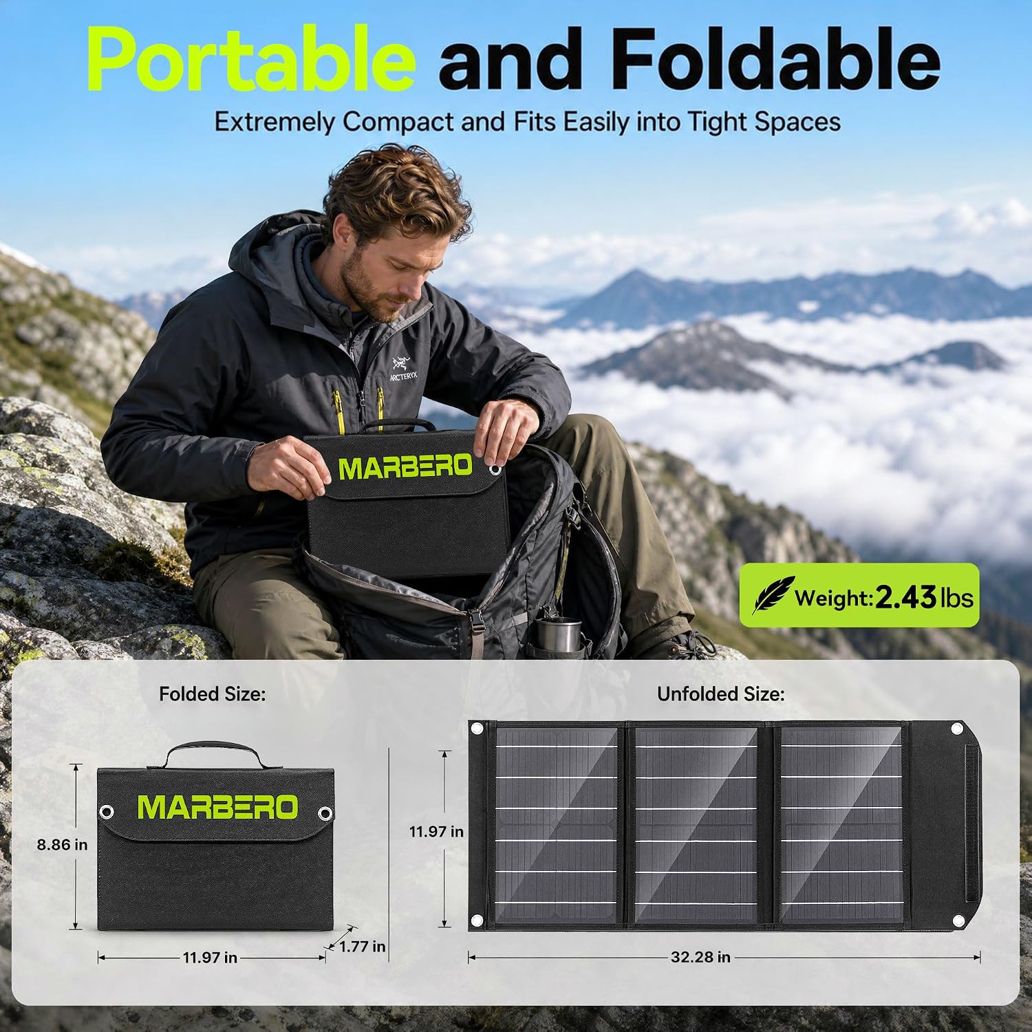 Detalle de MARBERO 30W Portable Solar Panel Charger