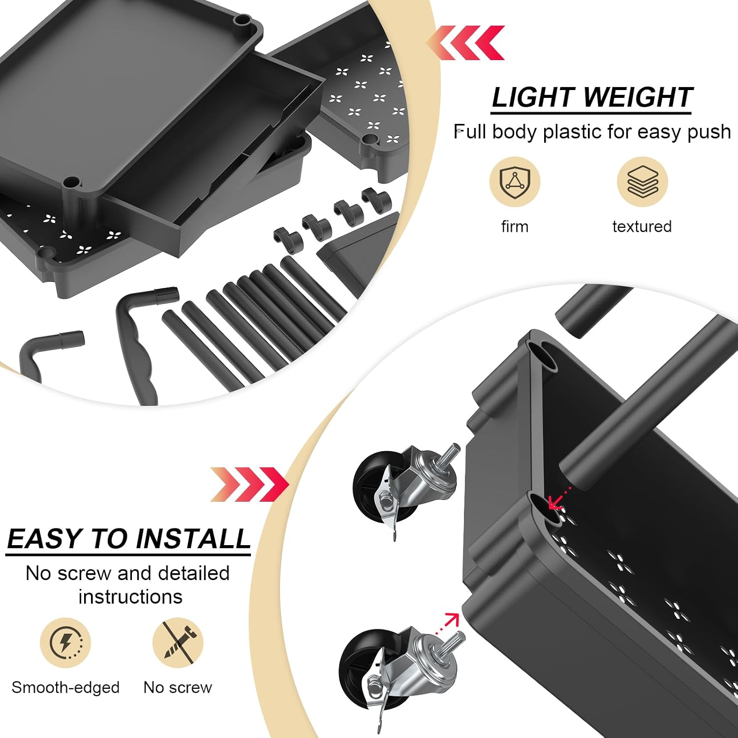 Thumbnail 2 de Goovilla GV-UC03B 3-Tier Rolling Utility Cart with Removable Drawer, Black
