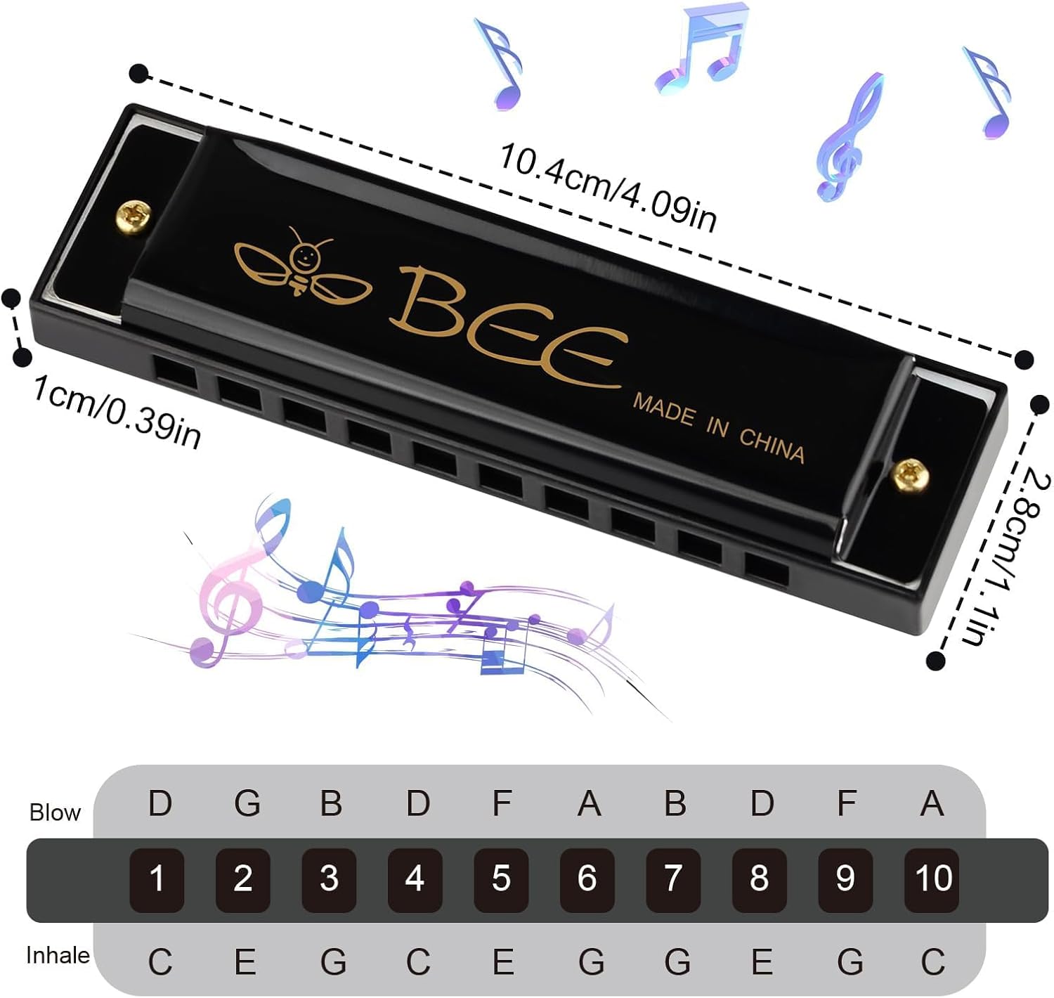 Thumbnail 1 de DASHUAIGE Blues Harmonica 10-hole C 🎵