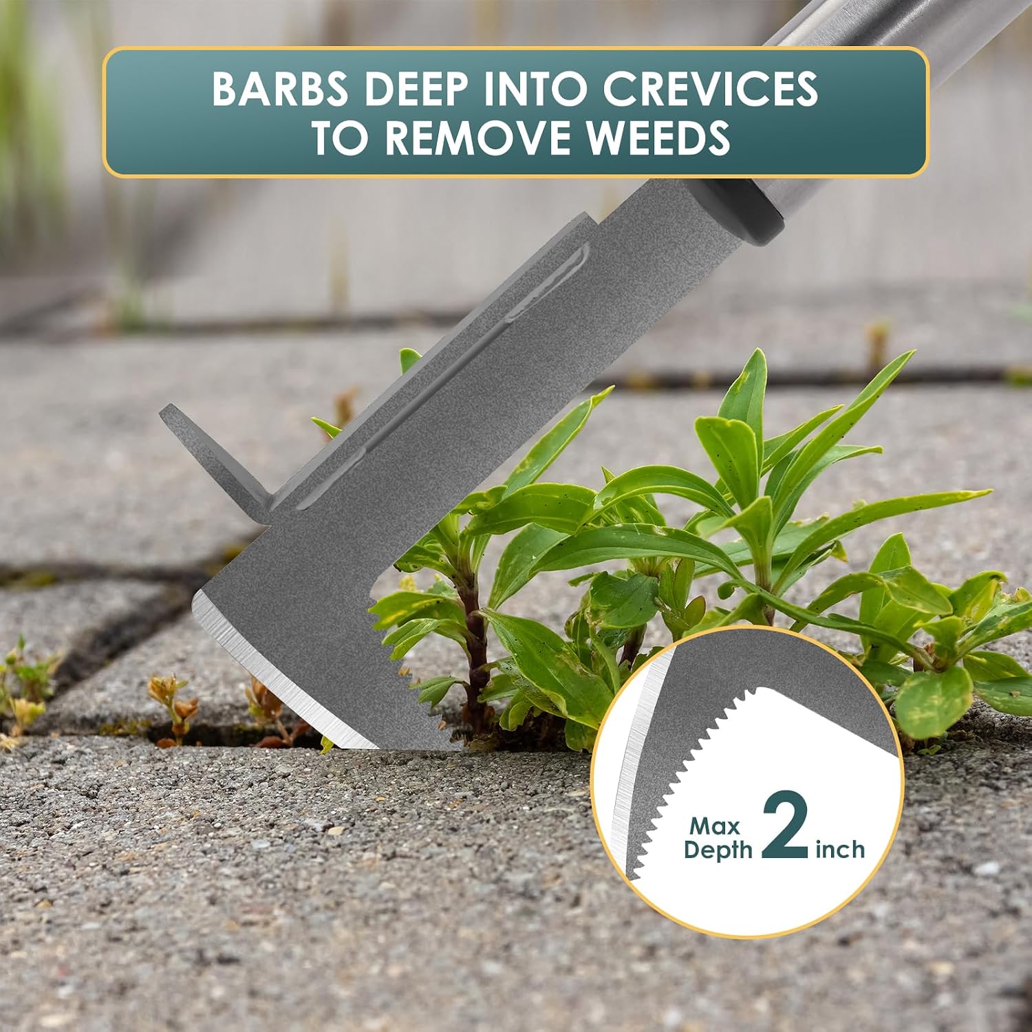 Detalle de BARAYSTUS JDUS1169-S Crack Weeder with L-Shaped Blade and 13-Inch Handle