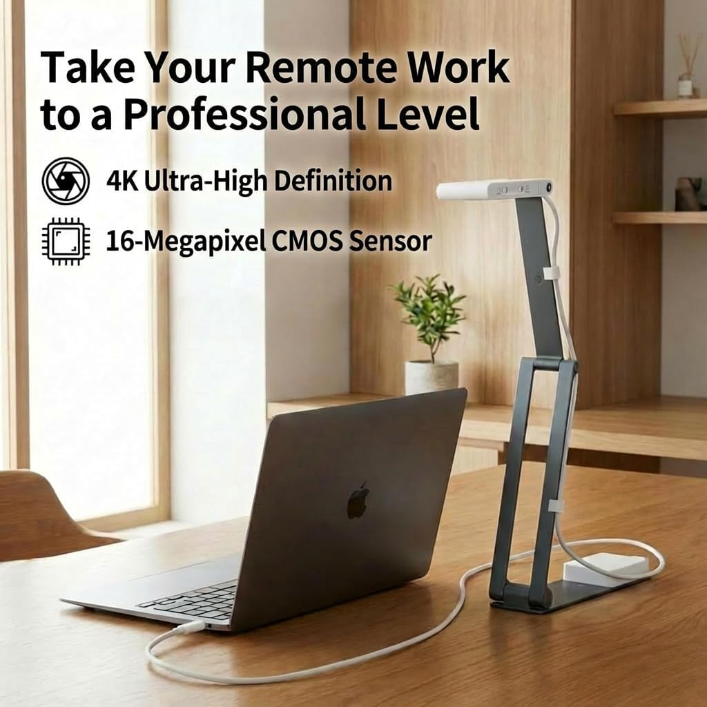 Detalle 2 de Gtremulent visualizzatore di documenti portatile 4K 16MP con OCR, microfono e luce LED regolabile