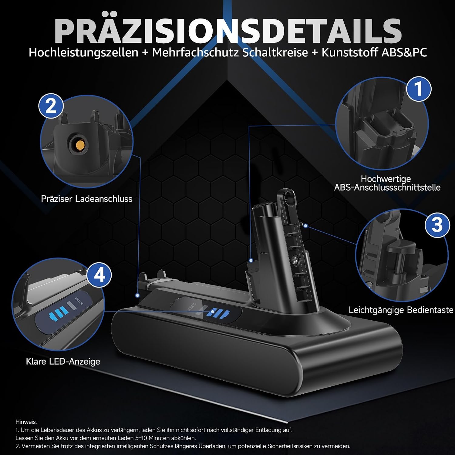 Detalle 1 de EGR Upgraded V10 Akku für Dyson V10