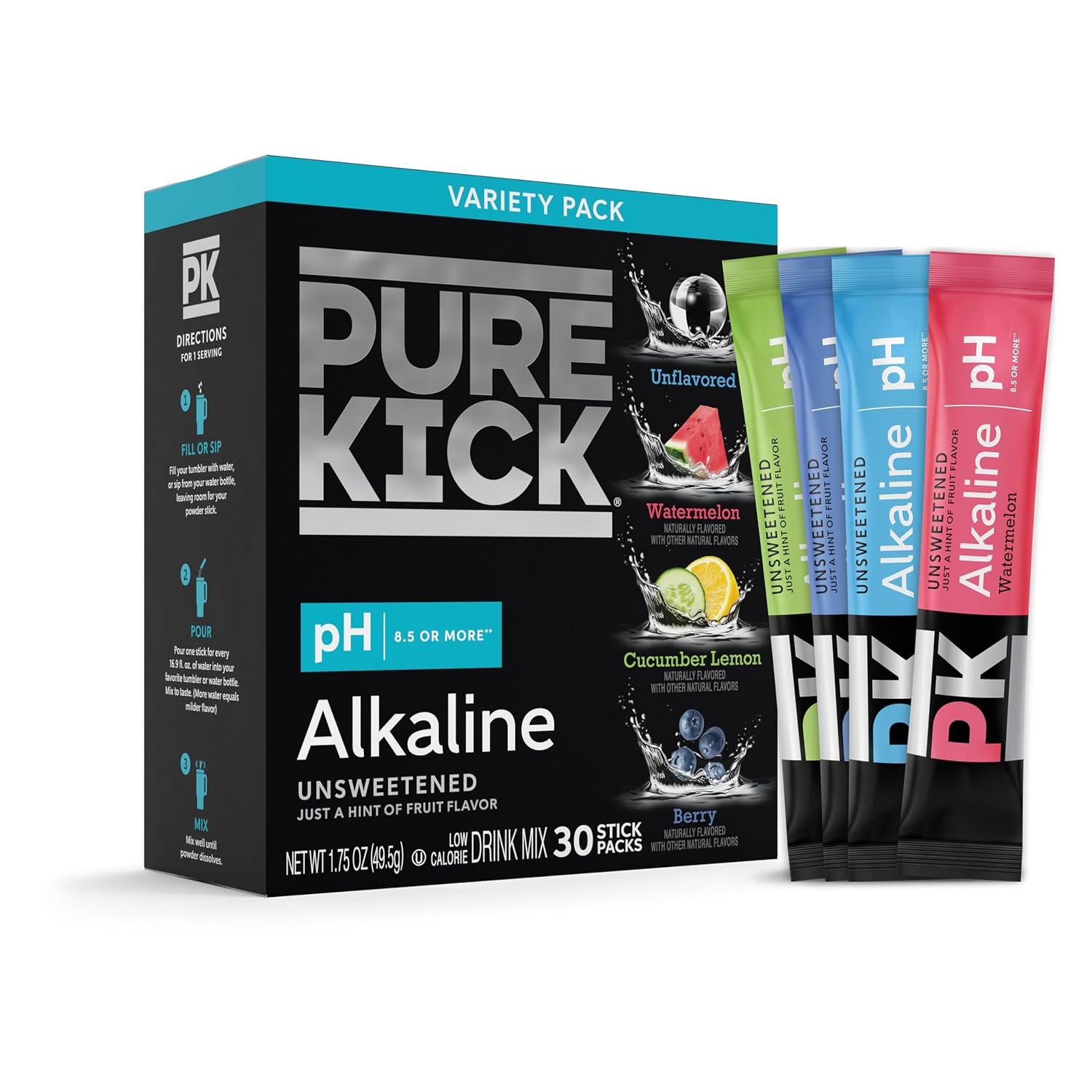 Detalle de Pure Kick Alkaline Drink Mix, 30 Packets
