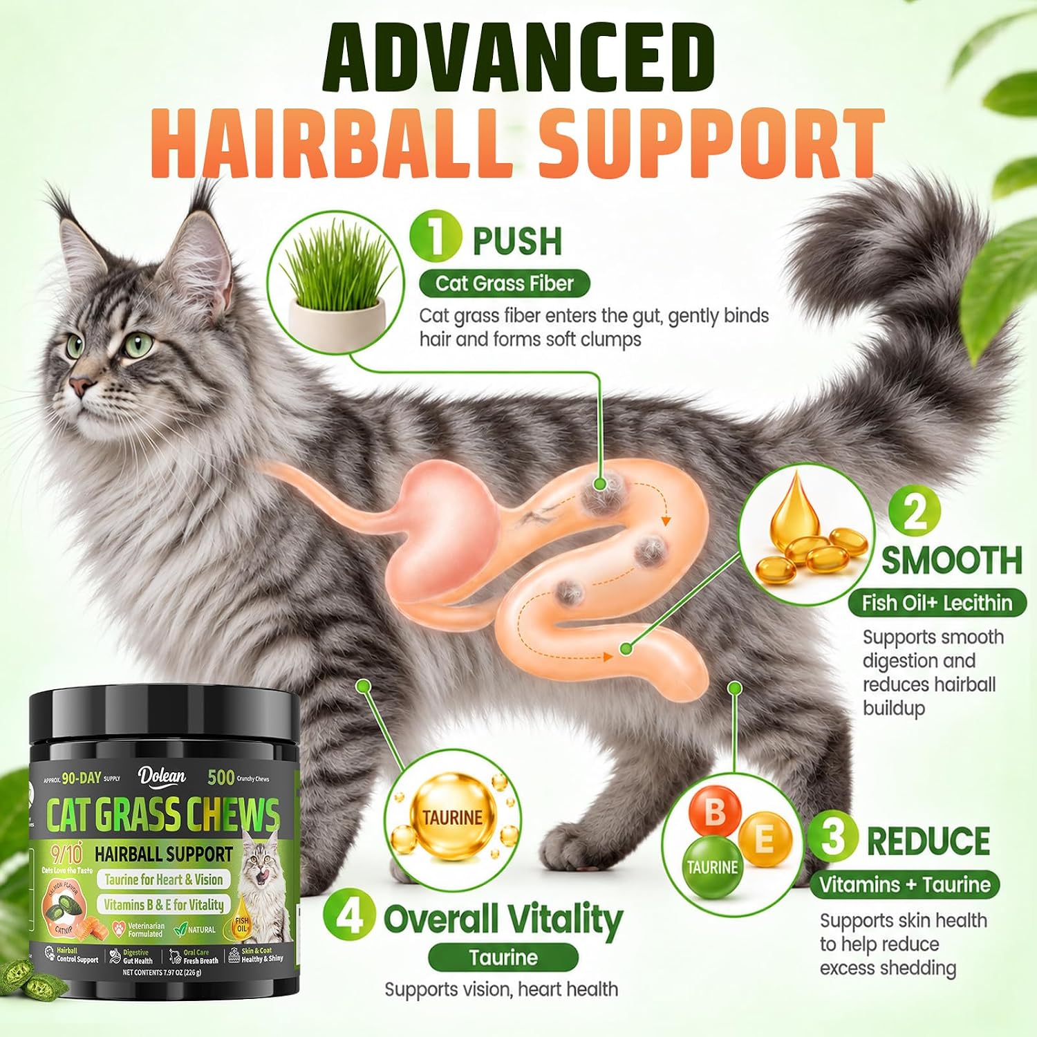 Detalle de Cat Grass Chews for Cats, 500 Chews