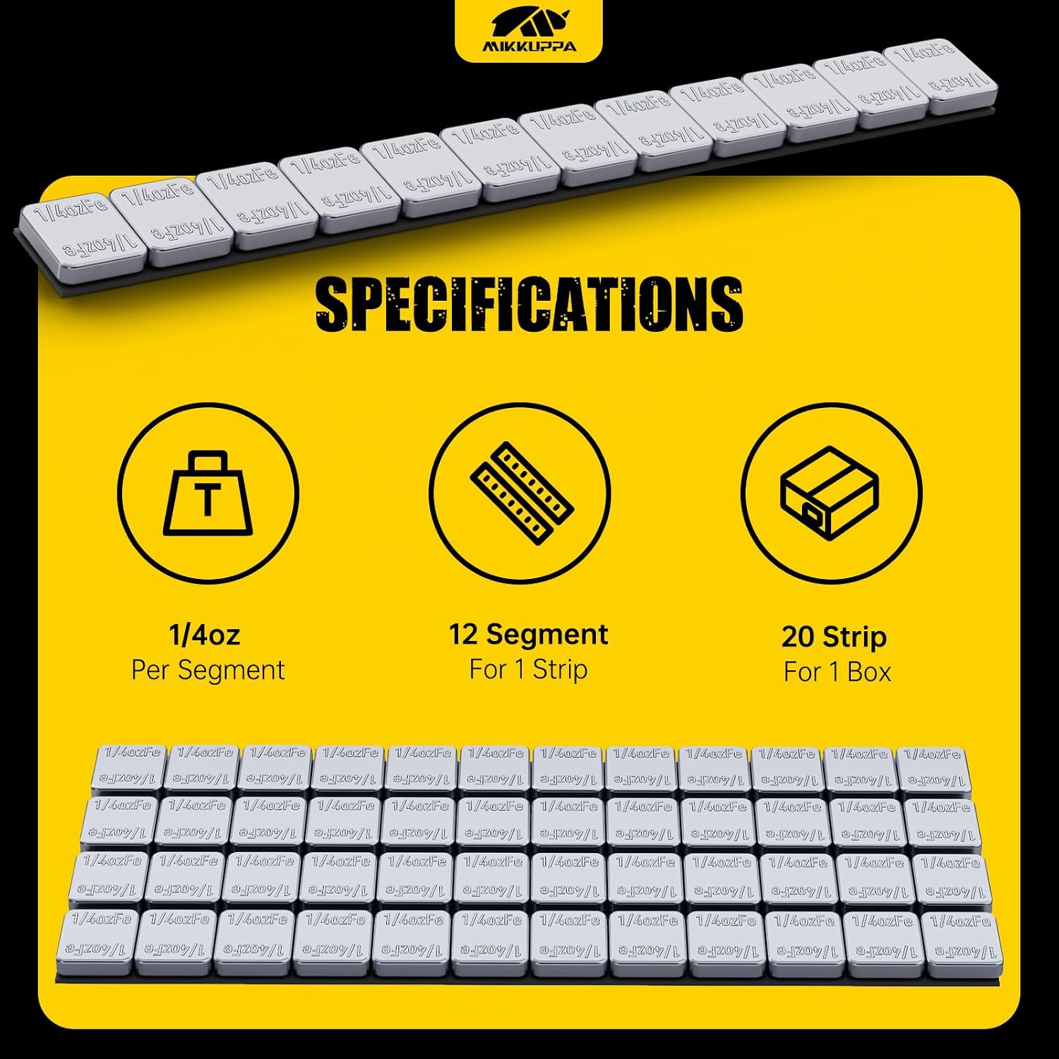 Detalle de MIKKUPPA Low Profile Stick-On Wheel Weights (1/4oz & 0.25oz, 240 pcs)