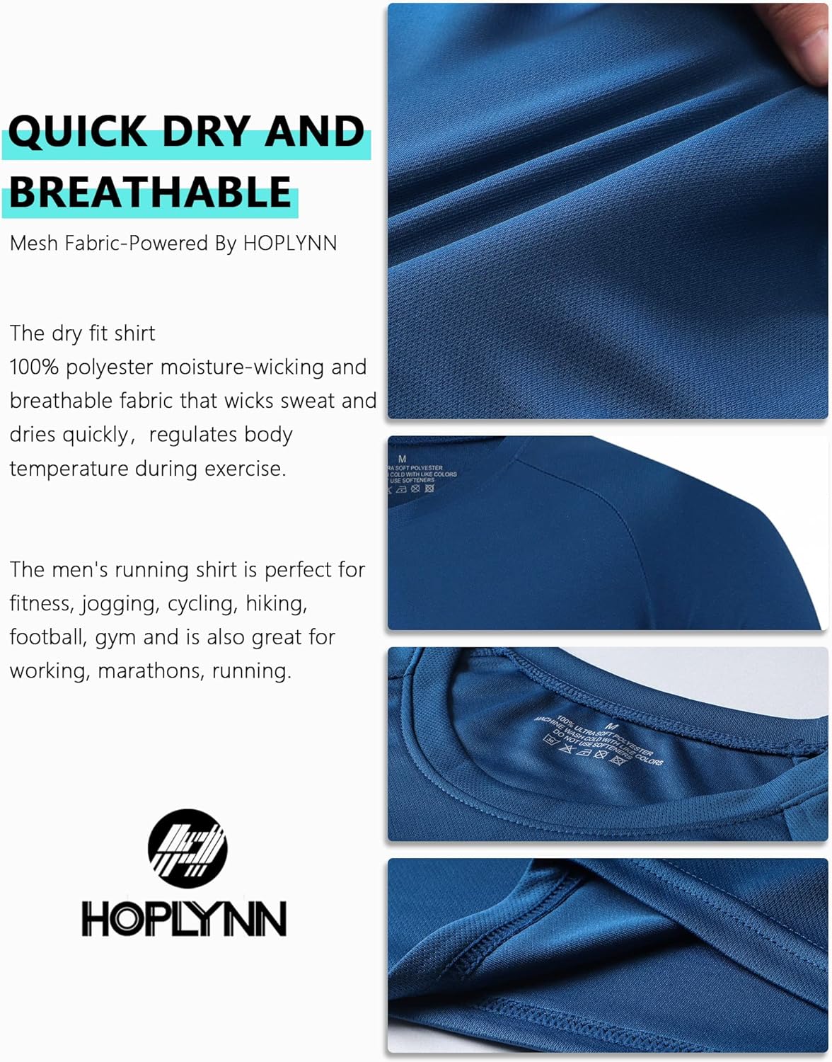Thumbnail 5 de HOPLYNN 3/5 Pack Running Shirts 100% Polyester