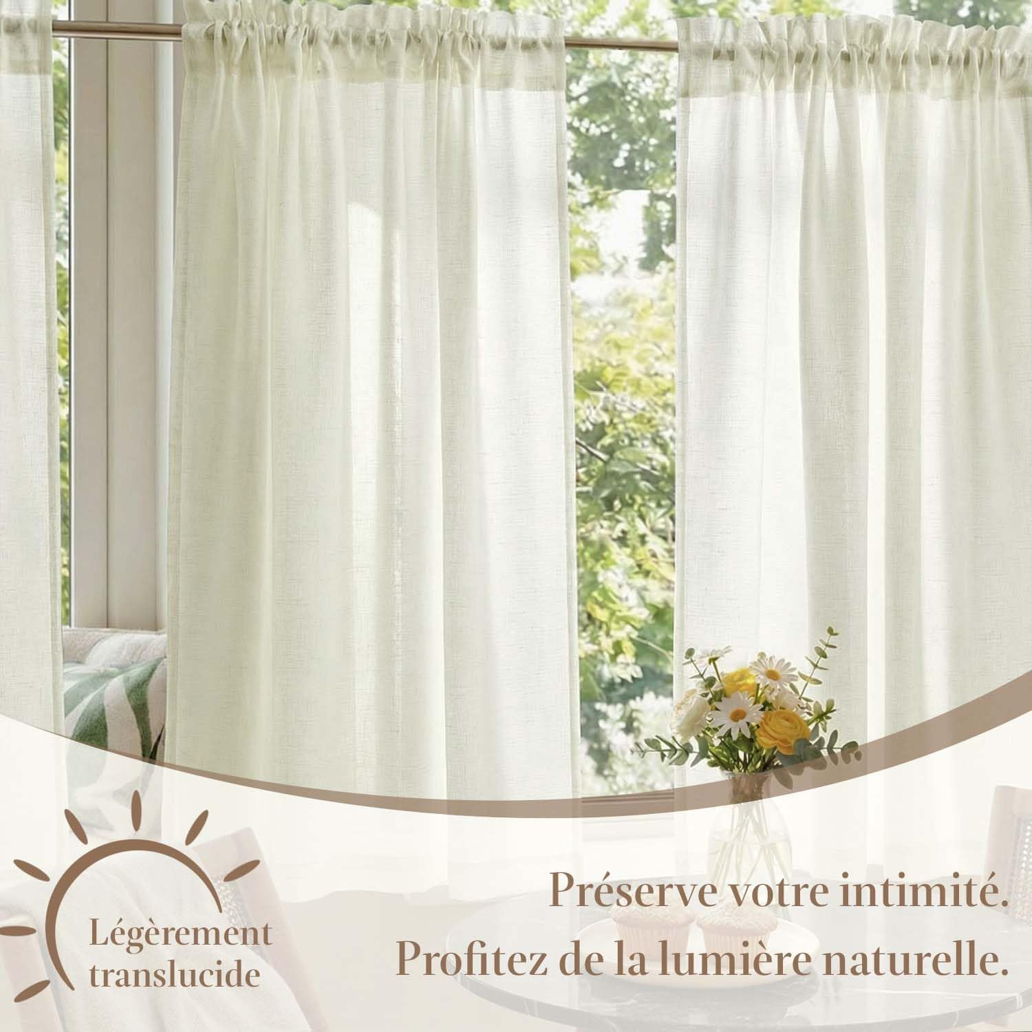 Detalle de TOPICK rideaux cuisine brise bise 65 x 60