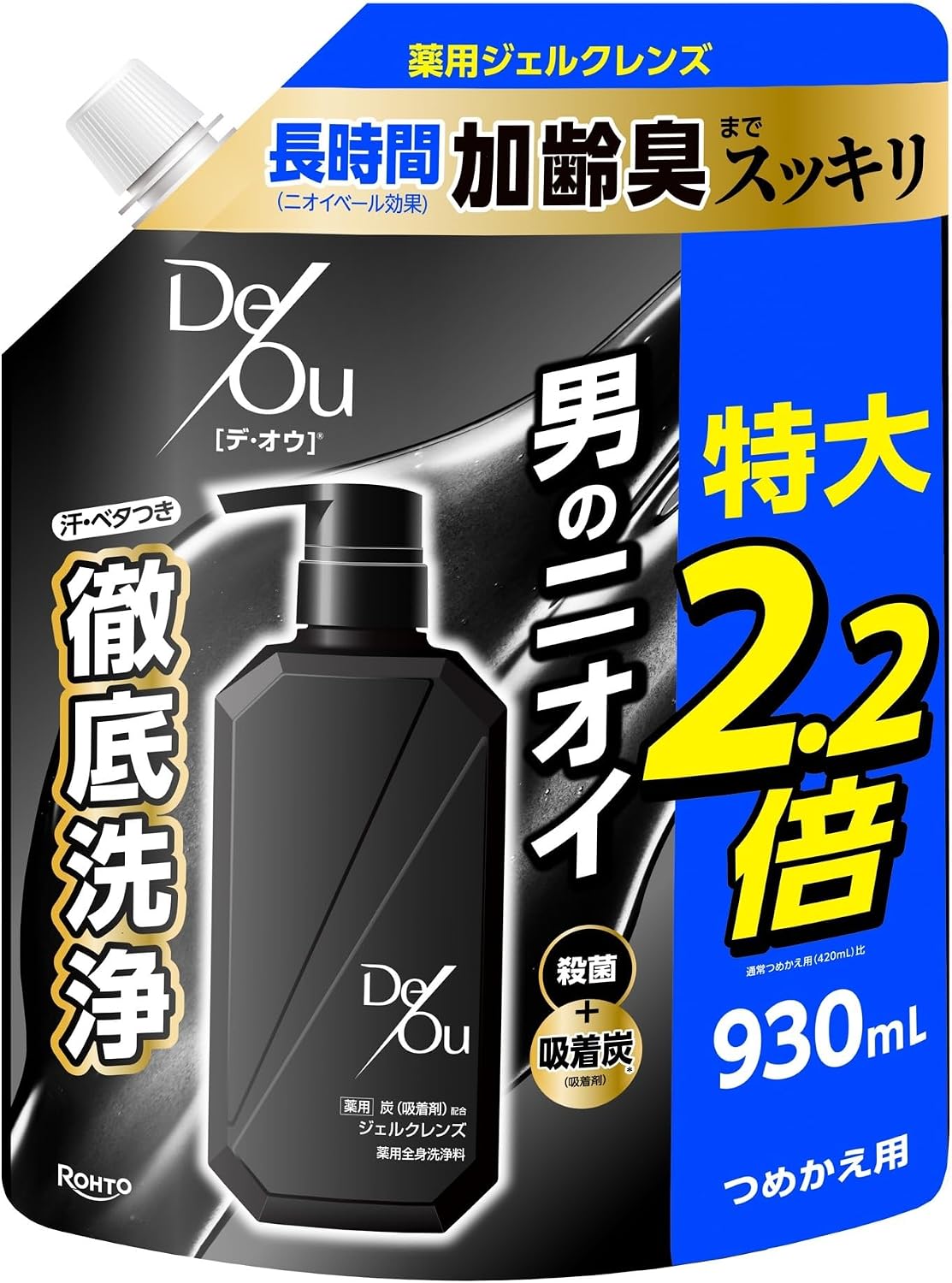 Detalle de デ・オウ 薬用ボディウォッシュ 詰替用 930mL|吸着炭配合のメンズ用