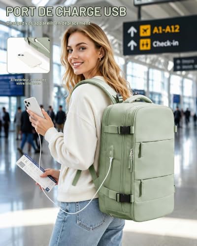 Detalle de SZLX Sac à Dos Sous Vide Voyage 40x30x20 — Bagage cabine et Compartiments dédiés