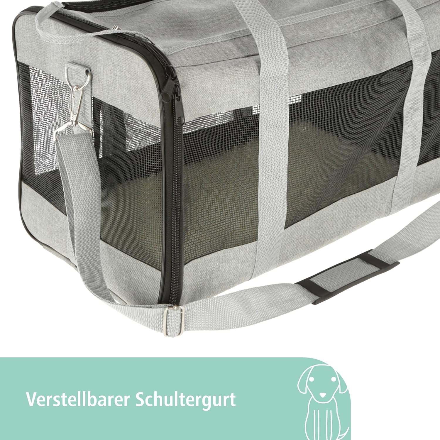 Thumbnail 4 de Kerbl Pet Tragetasche Casual – Hundetasche, grau, 41x28x29 cm