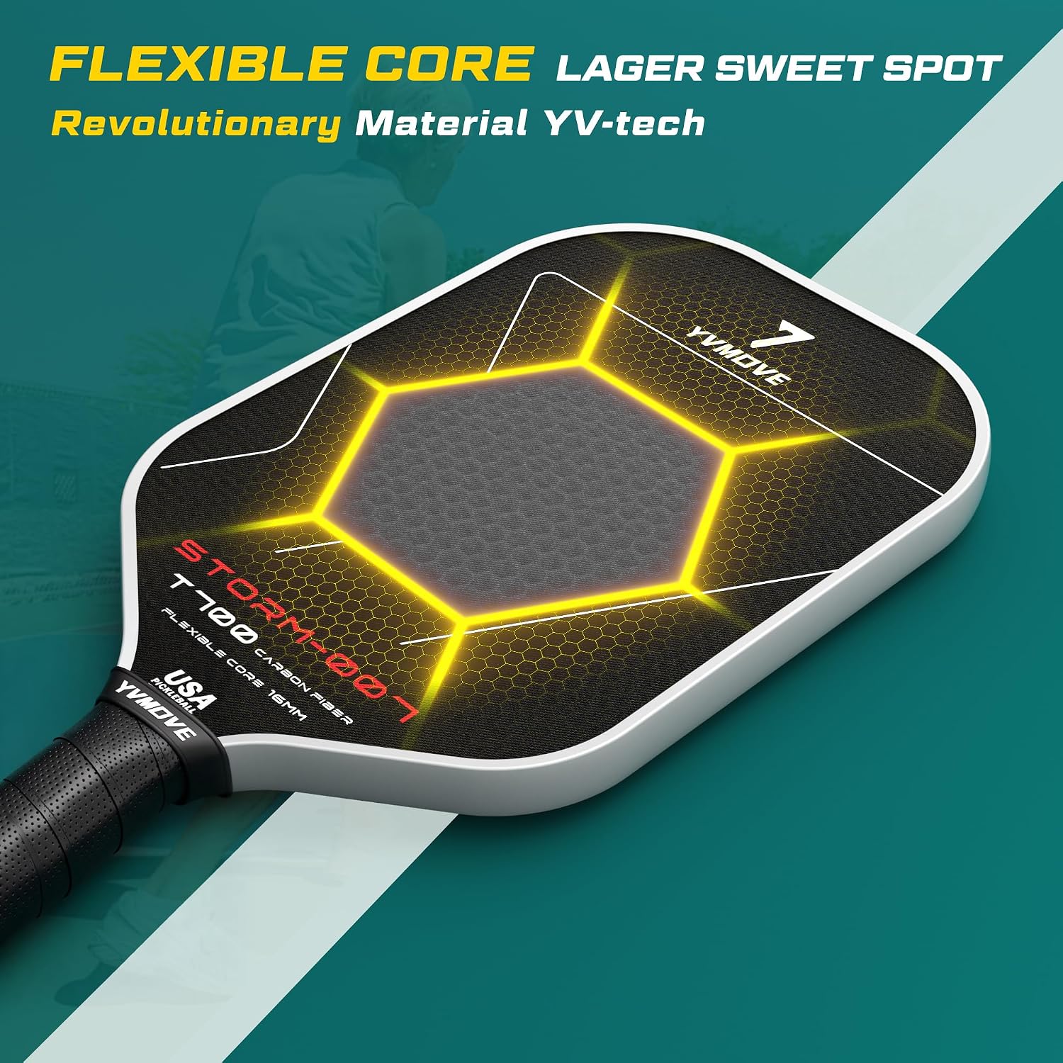 Detalle 2 de YVmove Pickleball Paddle Carbon Fibre