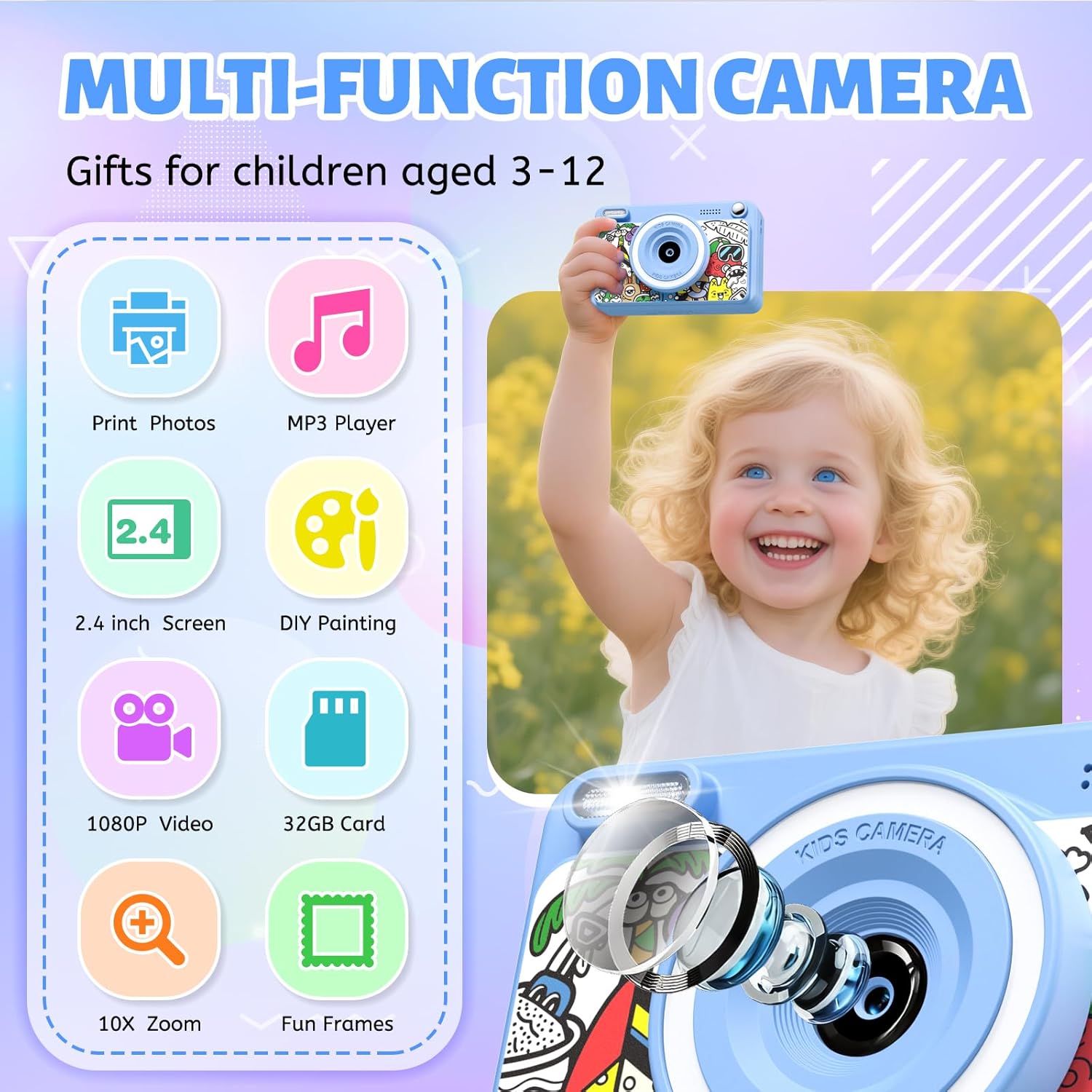 Thumbnail 1 de Kids Instant Print Camera 1080P 5 rolls