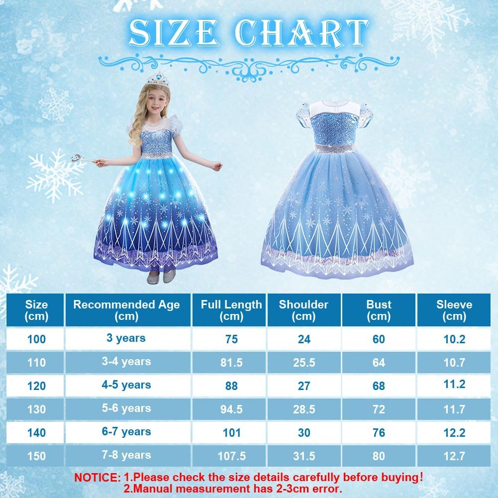 Thumbnail 2 de AUYAO Vestito Principessa LED per bambine – Gonna a tulle, mantello blu viola e accessori incluso