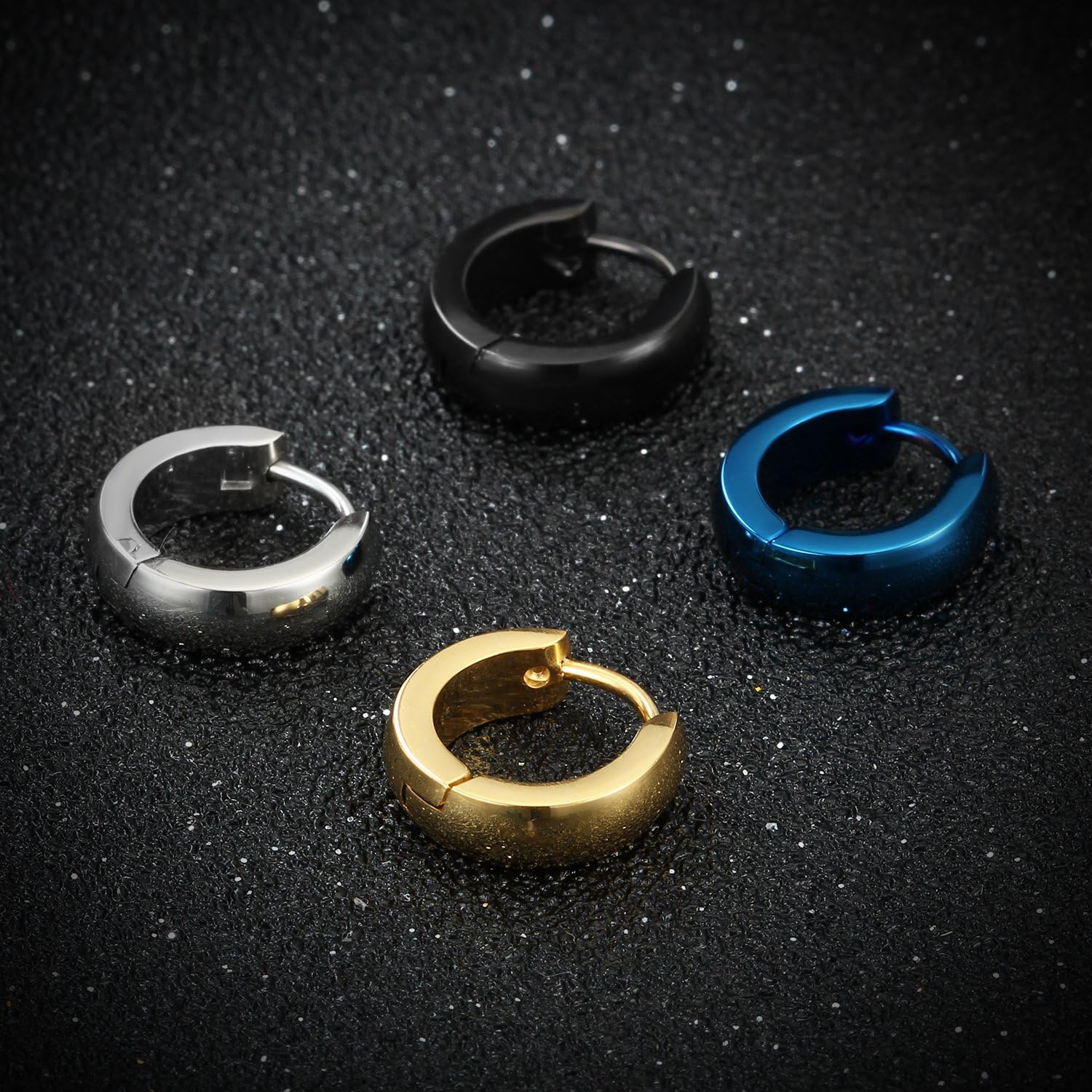 Thumbnail 2 de OIDEA Unisex Creolen-Set als Clip-On aus Edelstahl (schwarz, gold, silber, blau) mit Strass