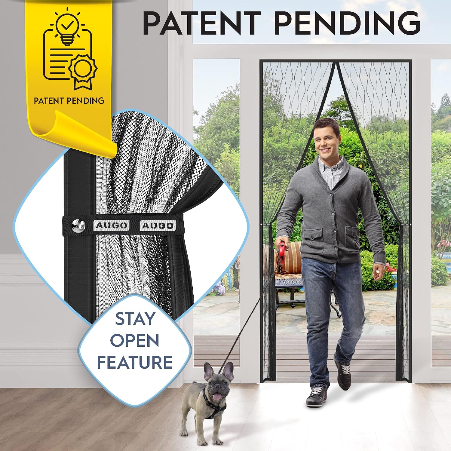 Thumbnail 1 de AUGO Magnetic Fibreglass Design Screen Door – Self Sealing, Heavy Duty, 38" x 83