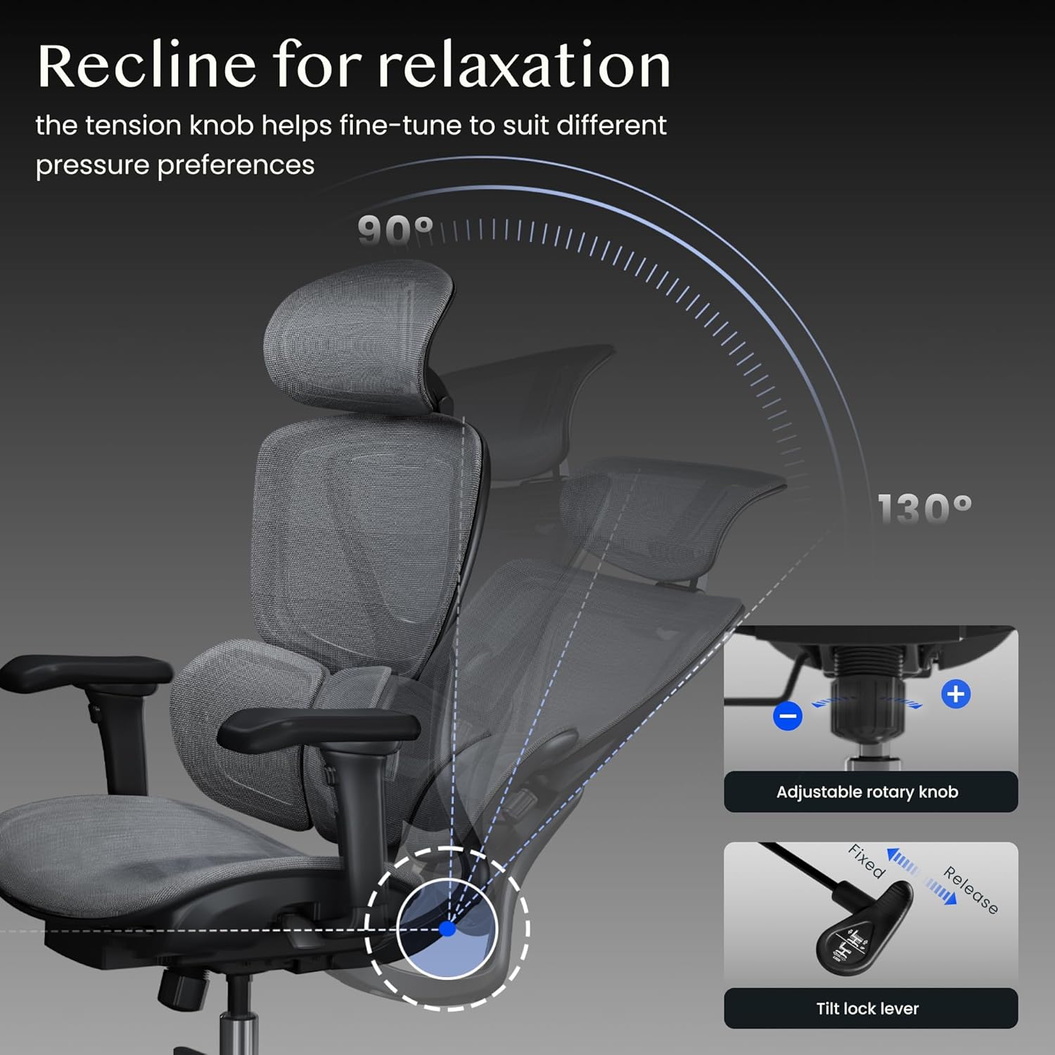 Thumbnail 5 de FLEXISPOT C5 Chaise de bureau ergonomique 3D