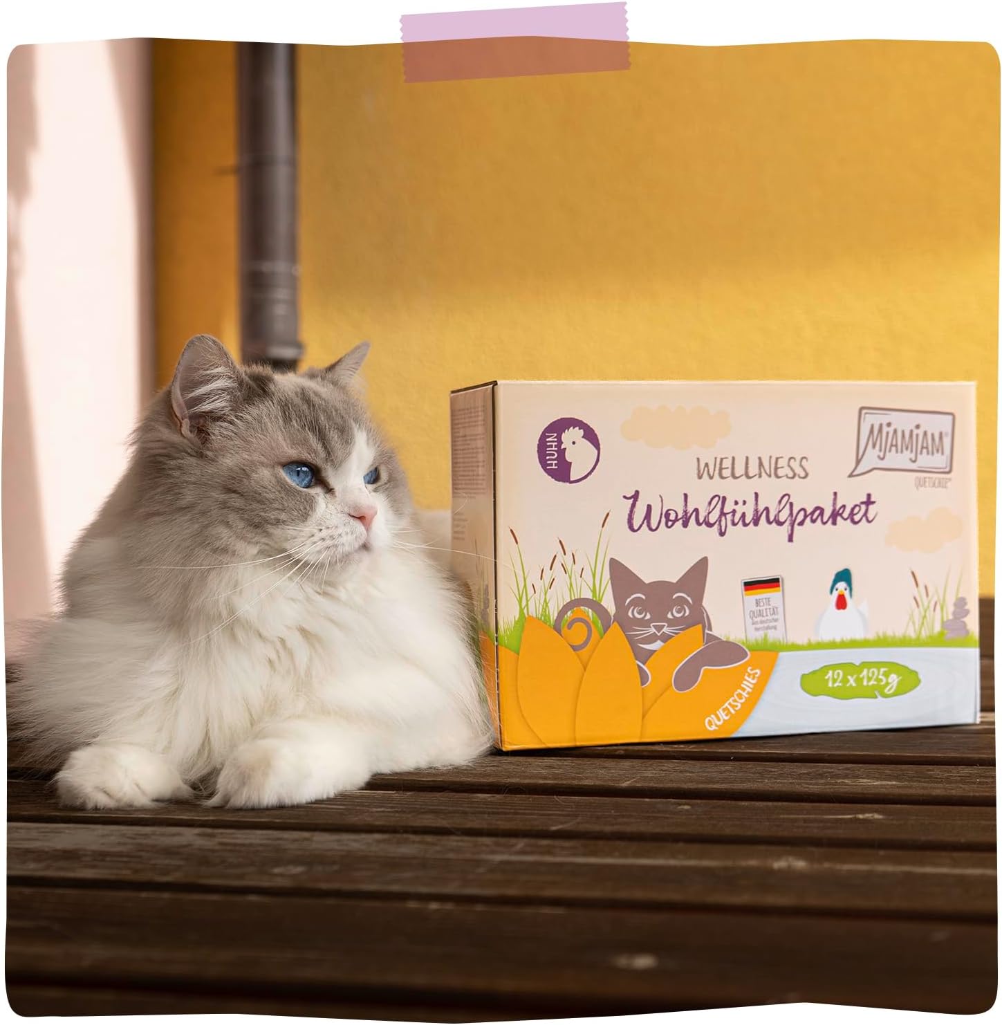 Thumbnail 6 de MjAMjAM Premium Nassfutter Katzen – Wellness Wohlfühlpaket Huhn, 12er Pack (12 x 125 g), getreidefrei mit extra Fleisch