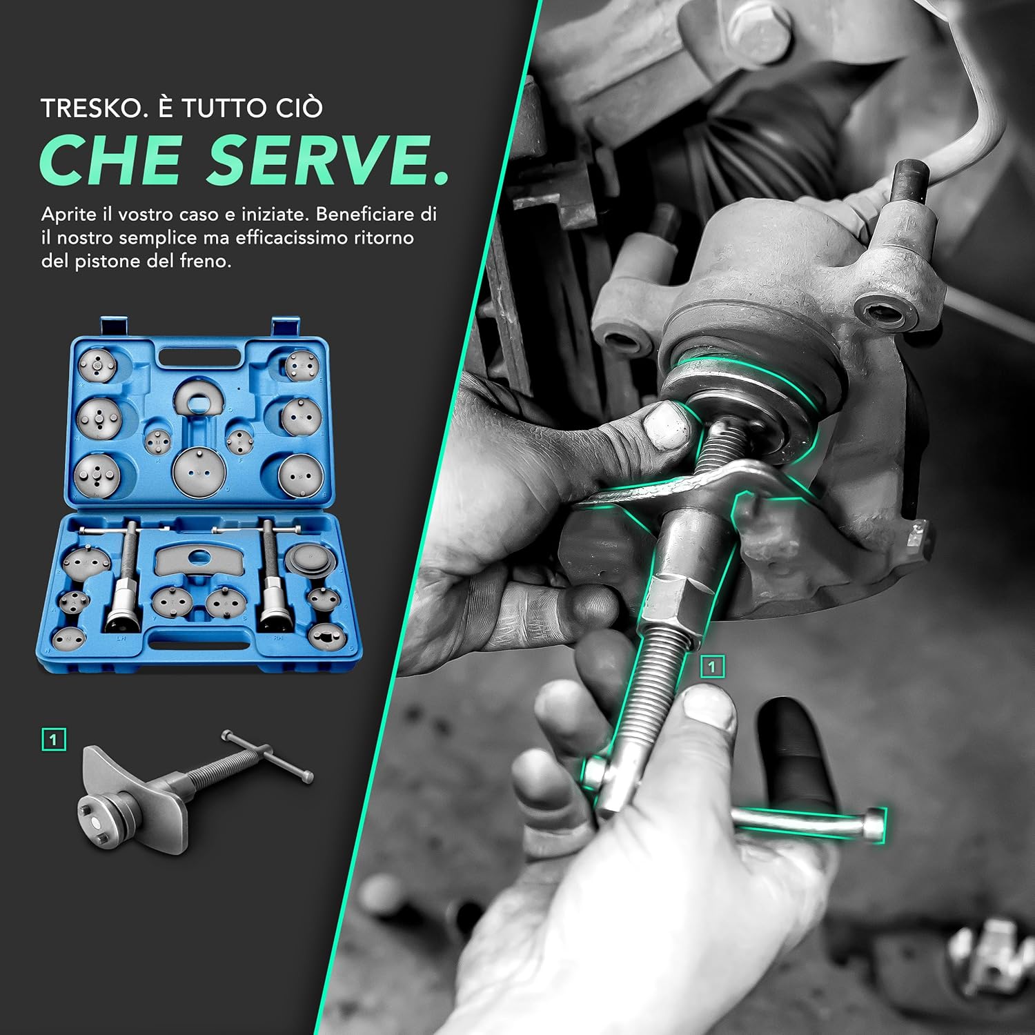Thumbnail 5 de Set di ripristino pistone del freno TRESKO 22 pezzi – universale, per freni a disco
