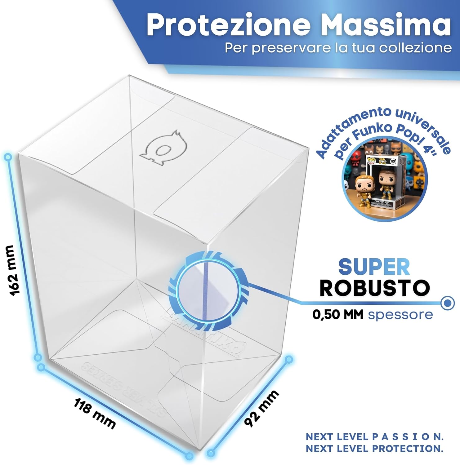 Detalle 2 de Confezione da 20 Protettori GOLD per Funko Pop 4'' – Protezione da 0,5 mm con filtro UV