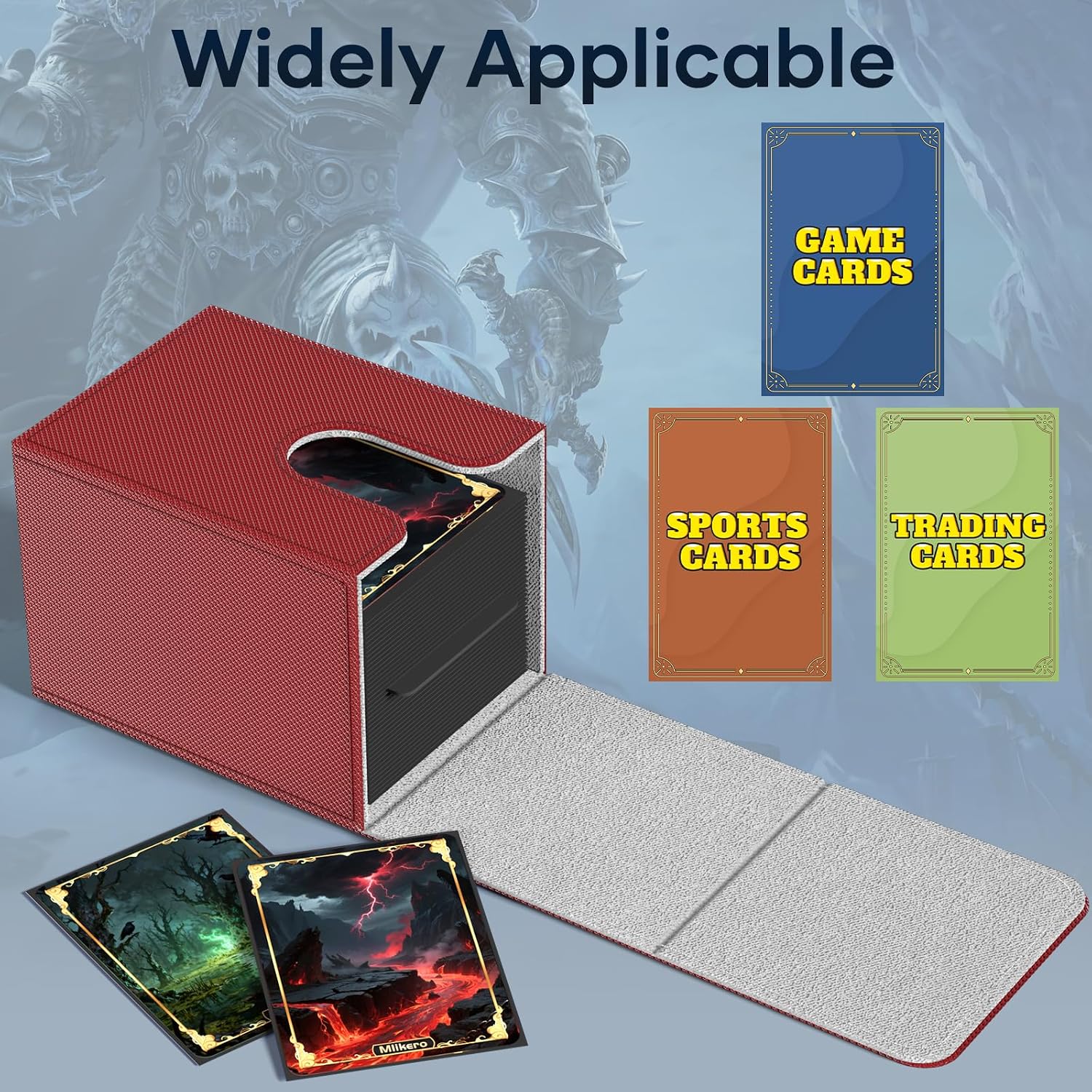 Detalle de Mlikero 4 Pack Card Deck Box – Premium Leather Style, 100+ Sleeved Cards with 4 Dividers