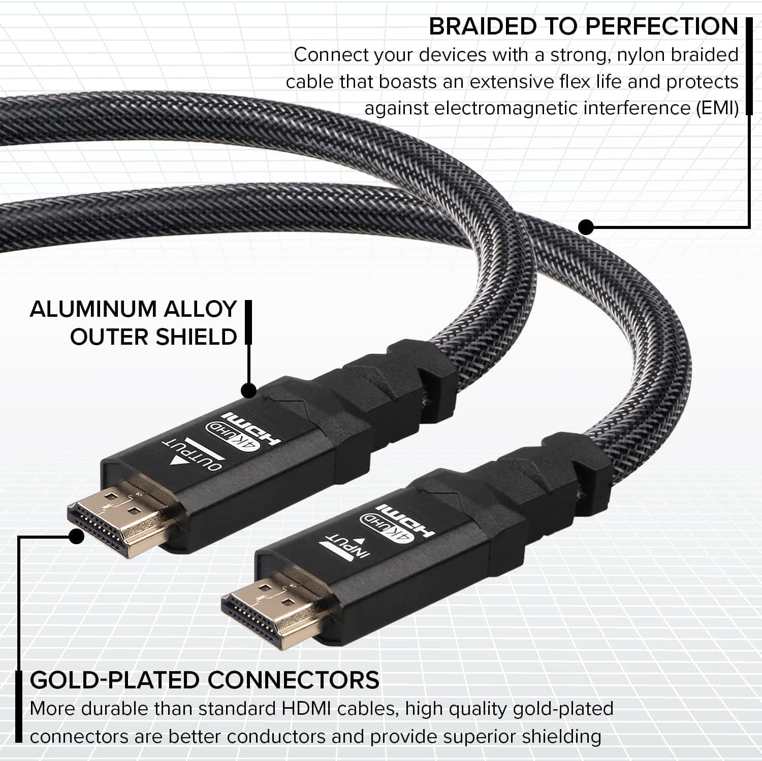 Thumbnail 3 de Ritz Gear 4K HDMI 2.0 Cable 6 ft – 18 Gbps Ultra High Speed, Braided Nylon, Gold Connectors